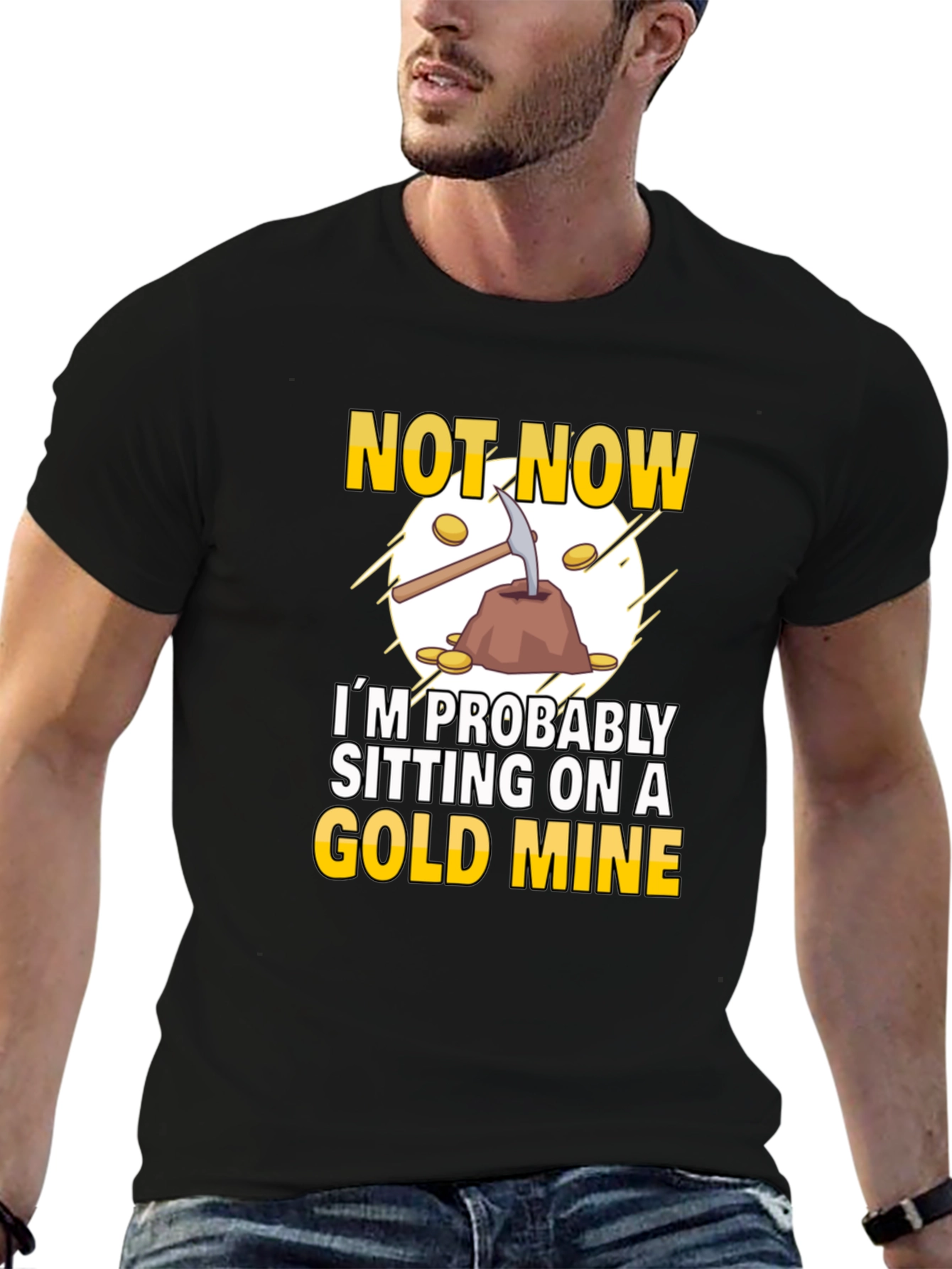 Black Gold Mine Graphic T-Shirt: Prospector Humor view 6