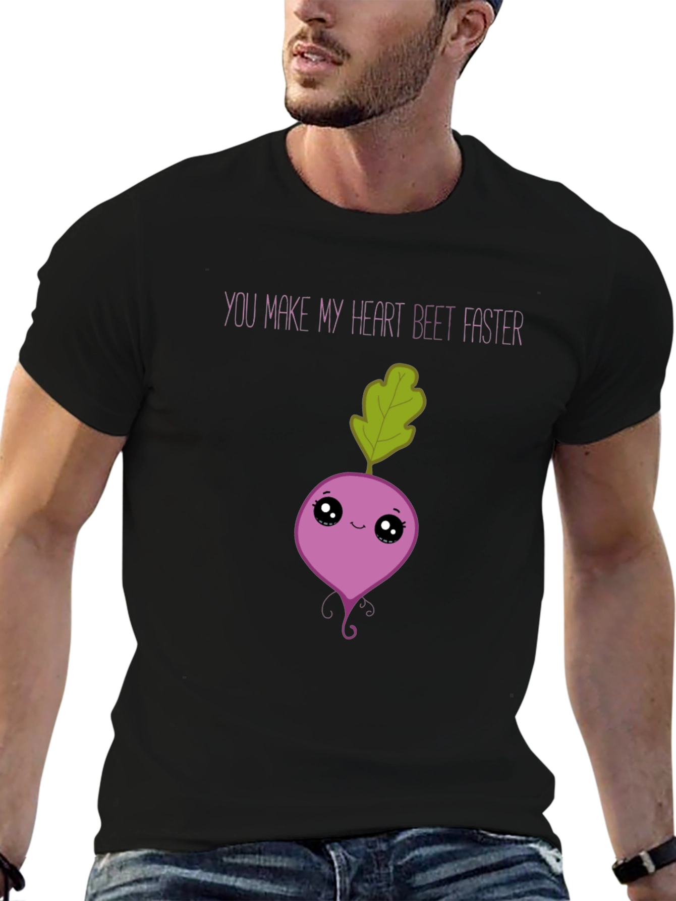 Black Beet Faster T-Shirt: Funny Heart Pun Tee view 6