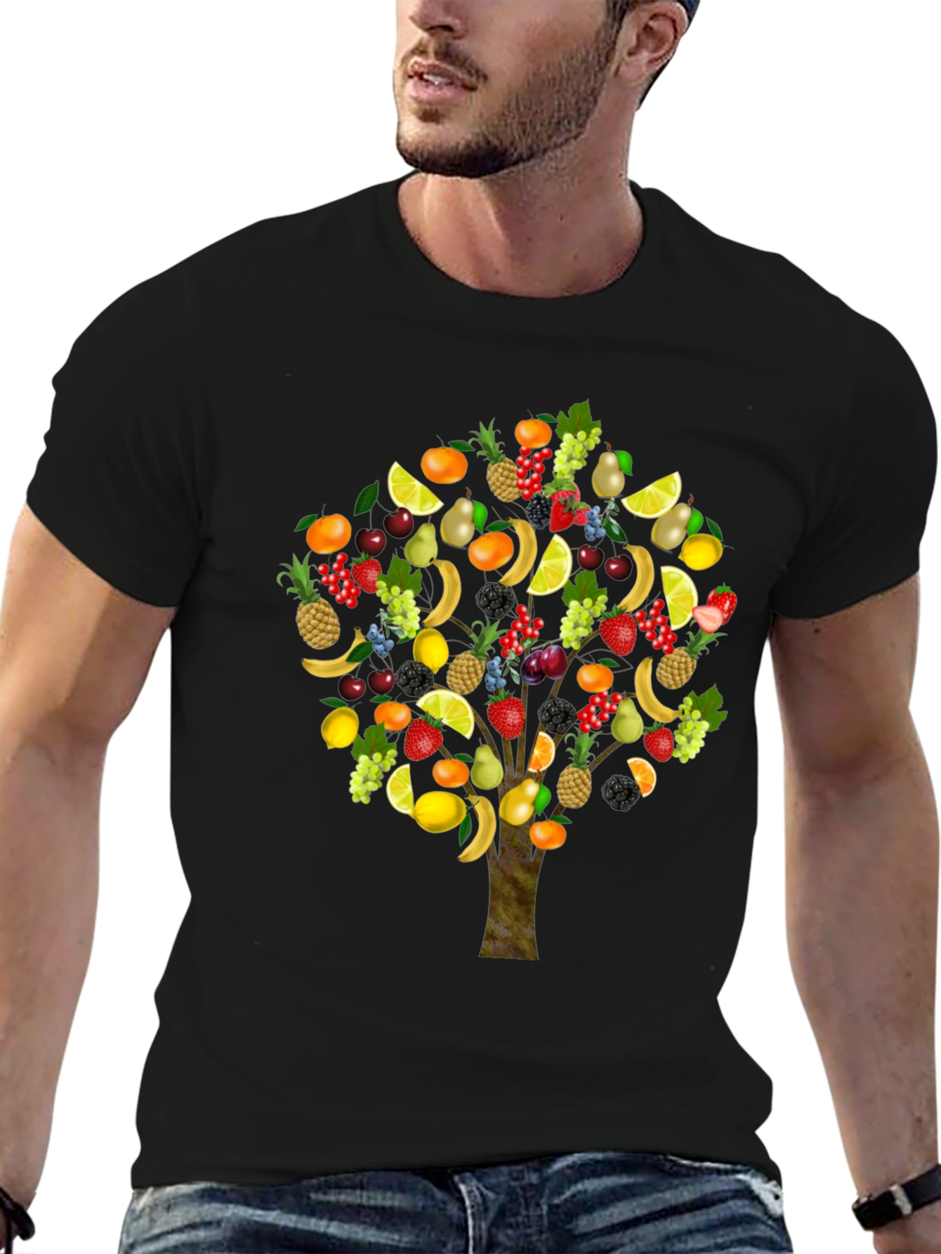 Black Fruit Tree Graphic T-Shirt view 6