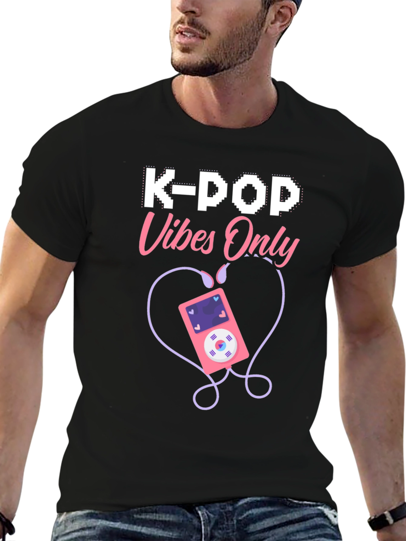 Black K-Pop Vibes Only Graphic T-Shirt view 6