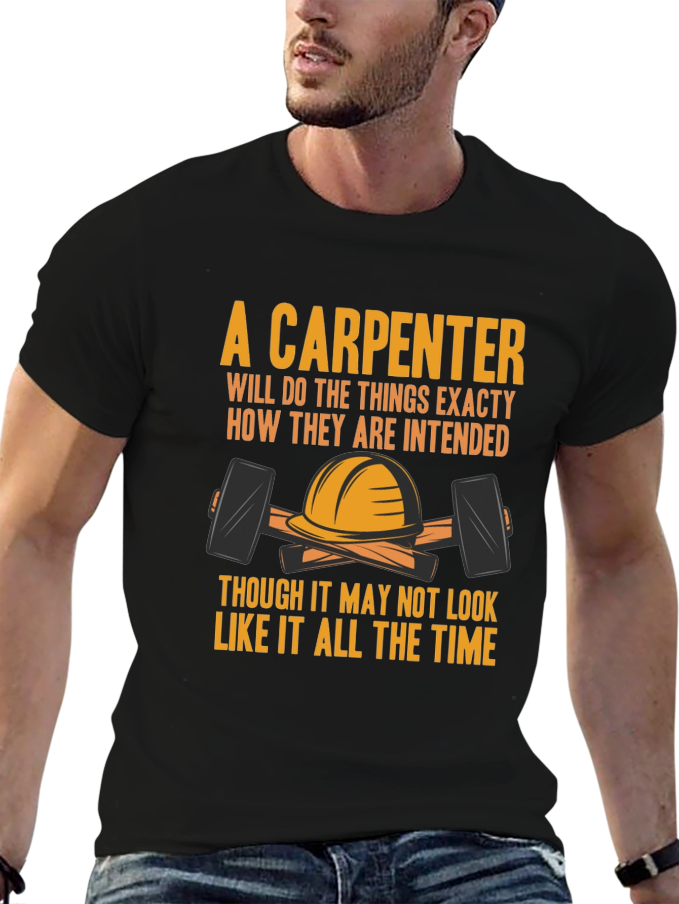 Black Carpenter T-Shirt: "A Carpenter Will..." Graphic Tee view 6