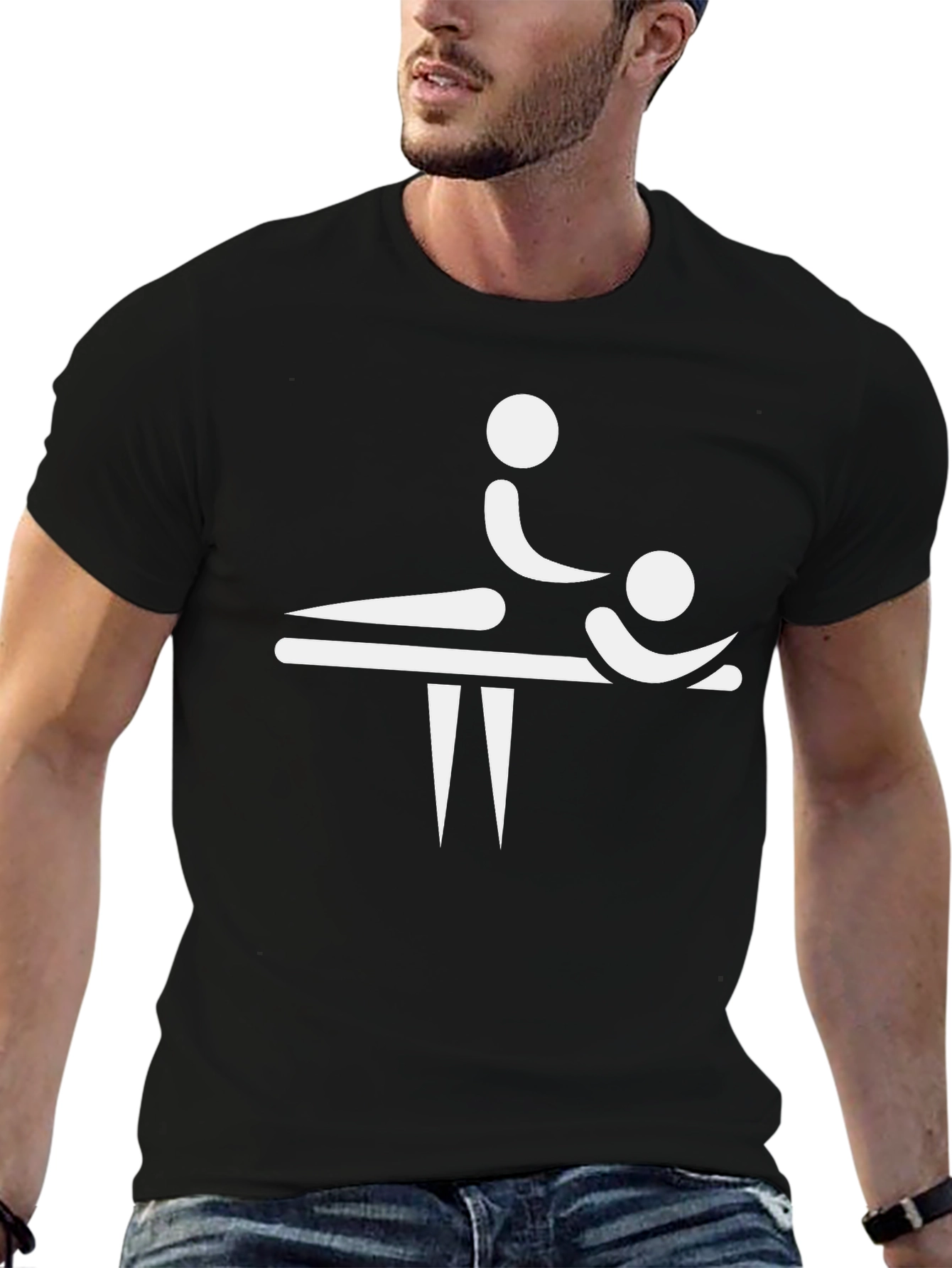 Black Massage Therapy T-Shirt - Funny Stick Figure Design view 6