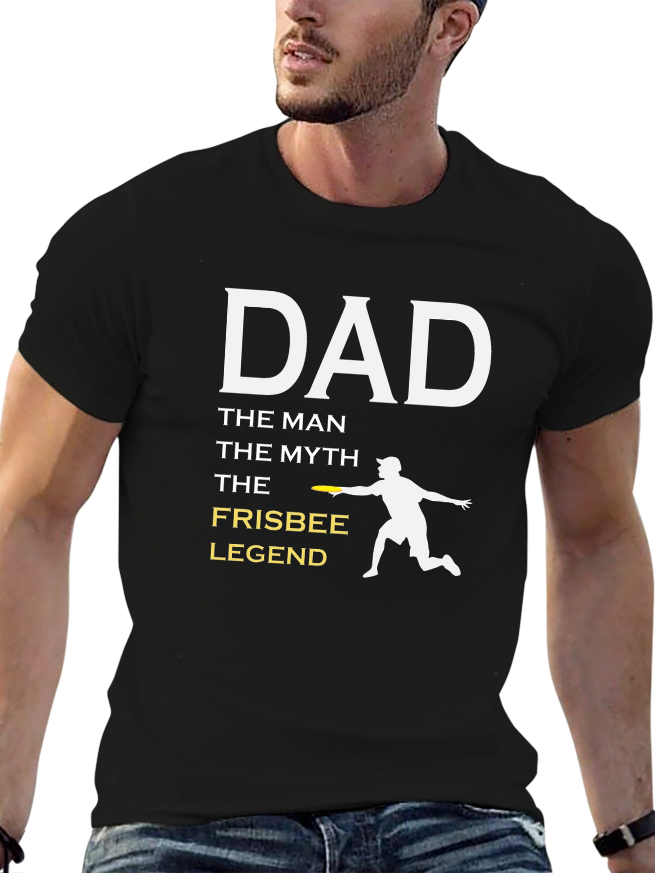 Black Dad Frisbee Legend T-Shirt - The Man, The Myth! view 6