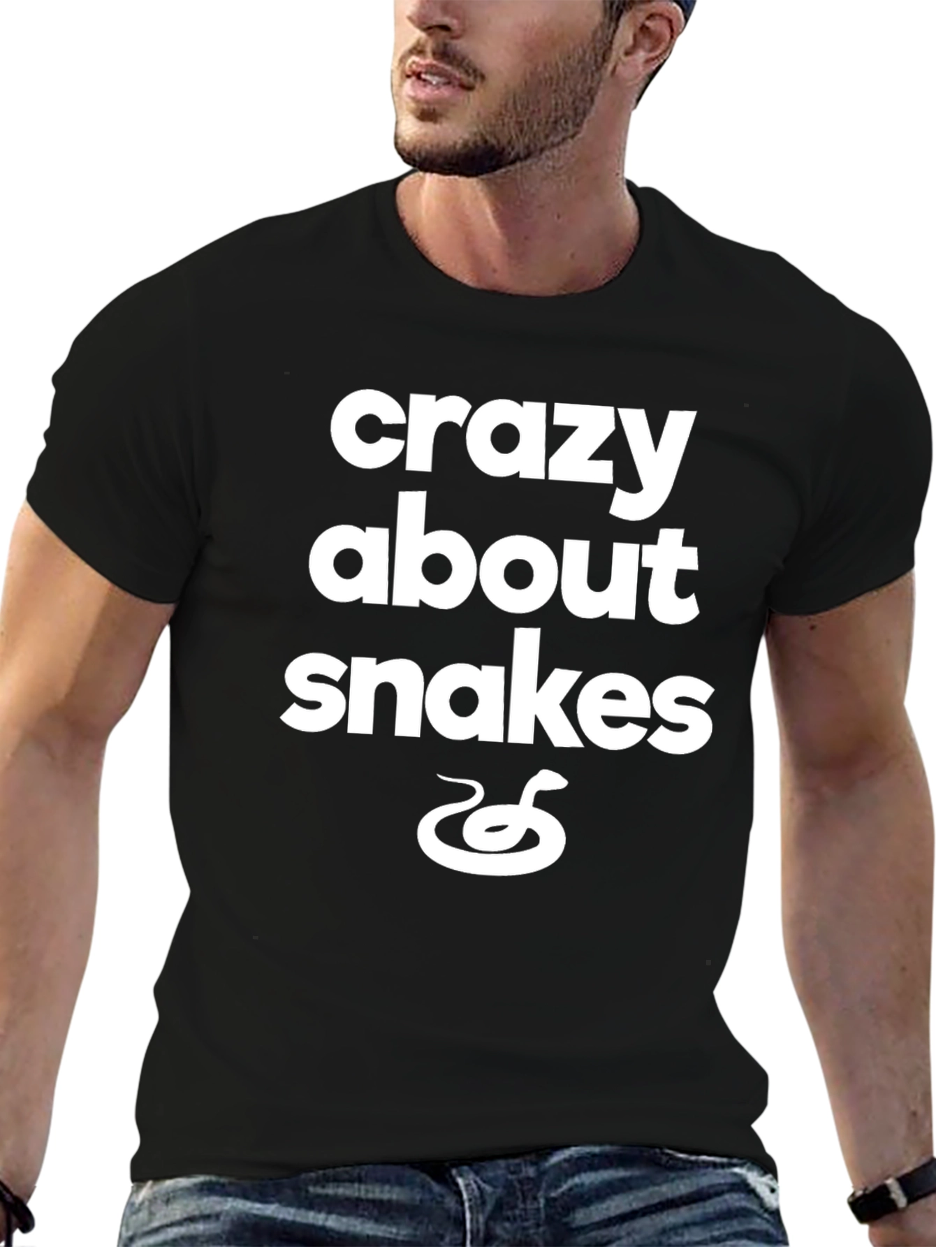 Black Crazy About Snakes Graphic Tee view 6