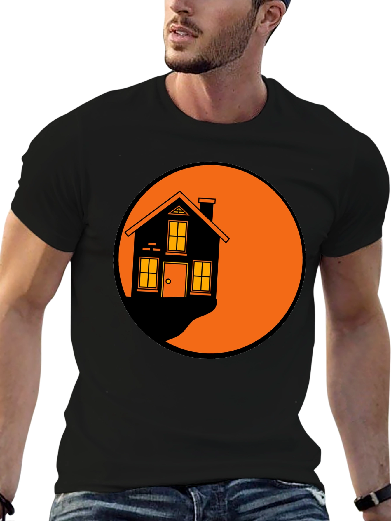 Black Retro House Graphic T-Shirt - Soft Cotton Tee view 6