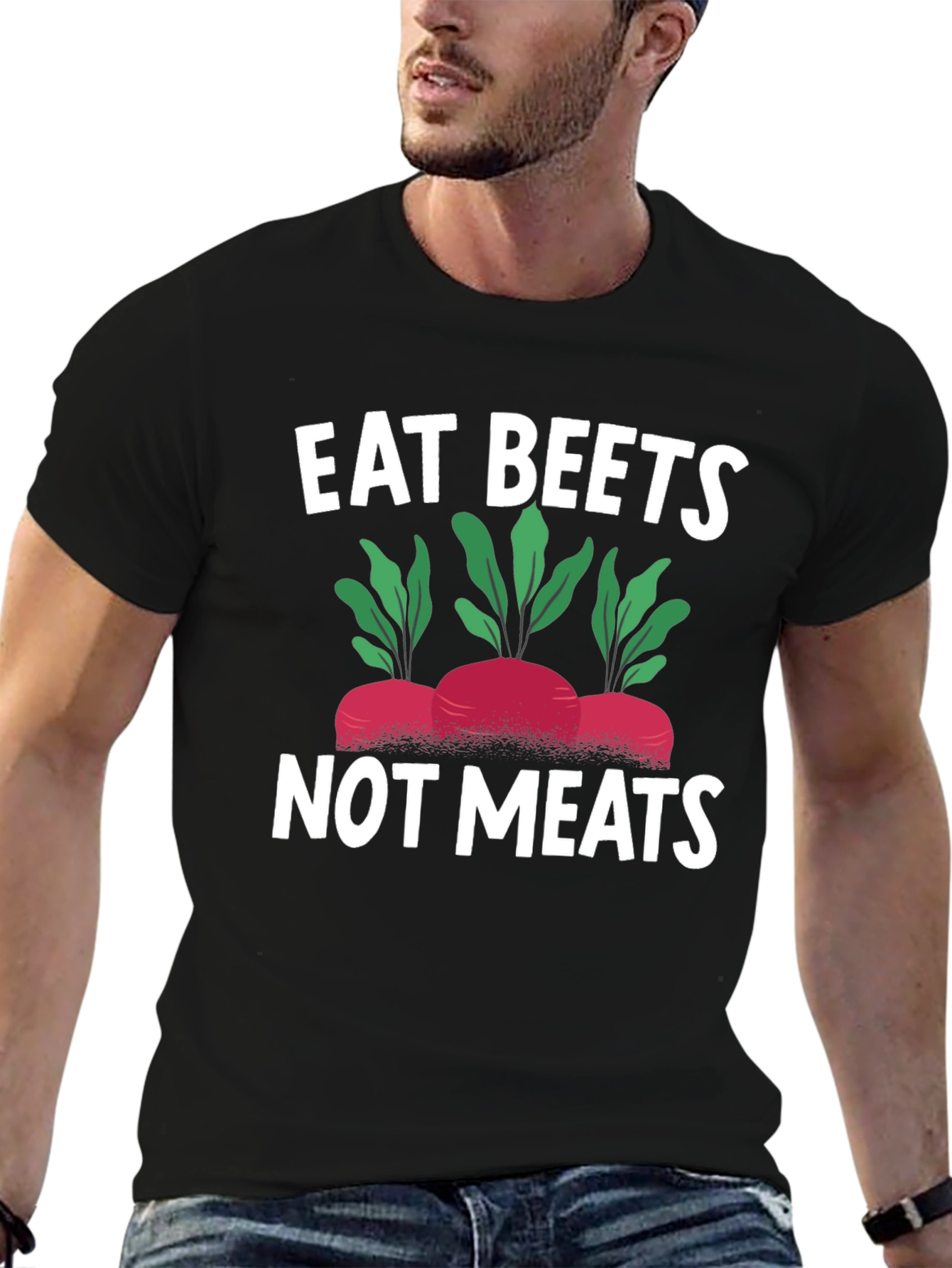 Black Eat Beets Not Meats Graphic Tee - Vegan T-Shirt view 6