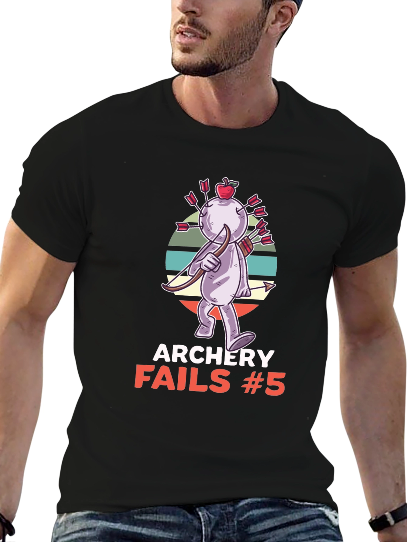 Black Archery Fails #5 T-Shirt - Funny Graphic Tee view 6
