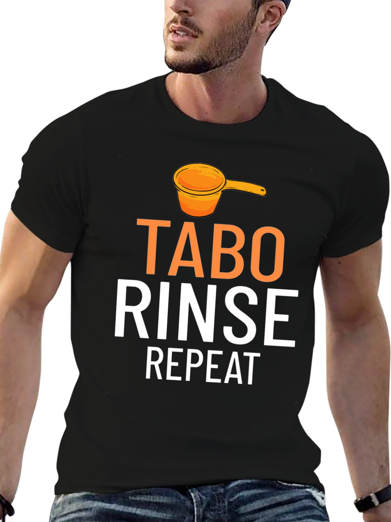 Black Tabo Rinse Repeat Graphic Tee - Novelty Humor Shirt view 6