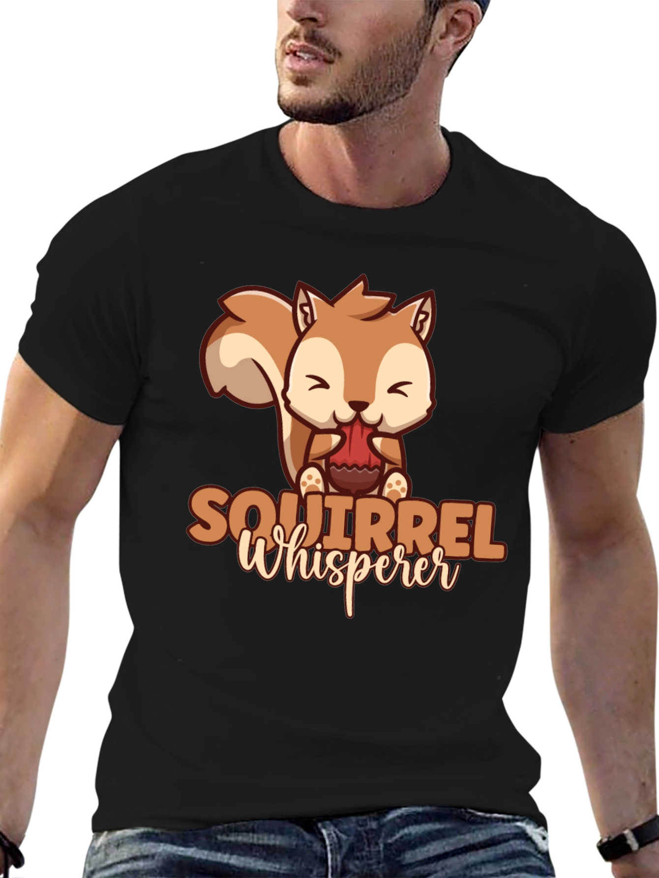 Black Squirrel Whisperer Graphic T-Shirt view 6