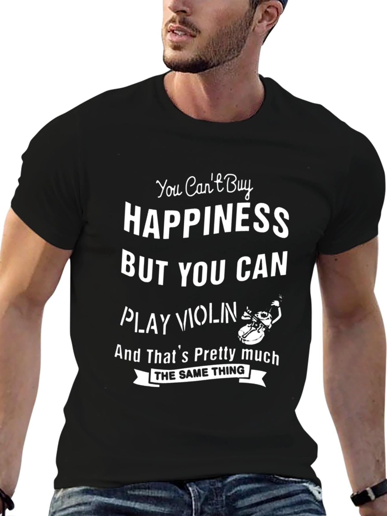 Black Happiness and Violin T-Shirt view 6