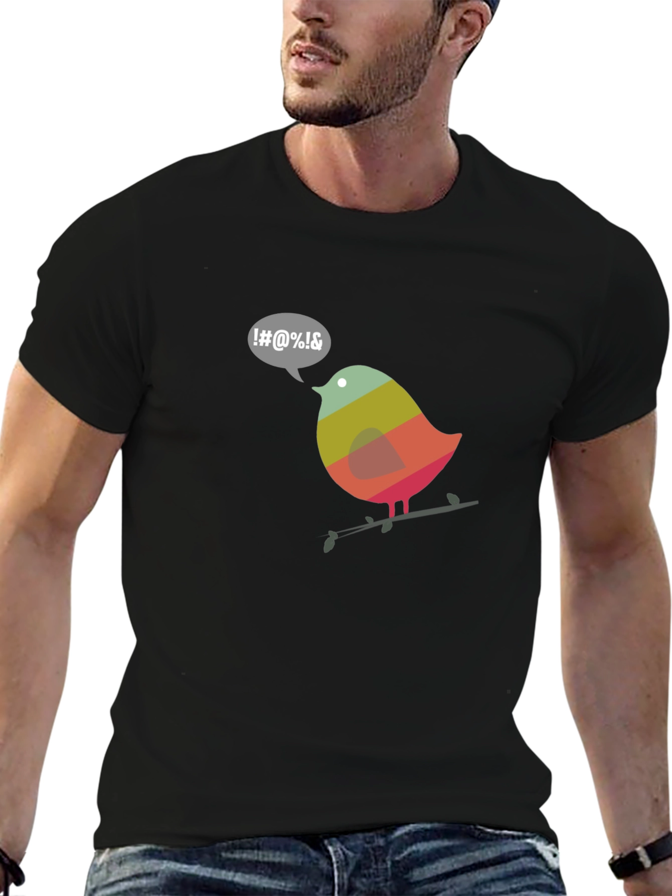 Black Bird Graphic Black T-Shirt view 6