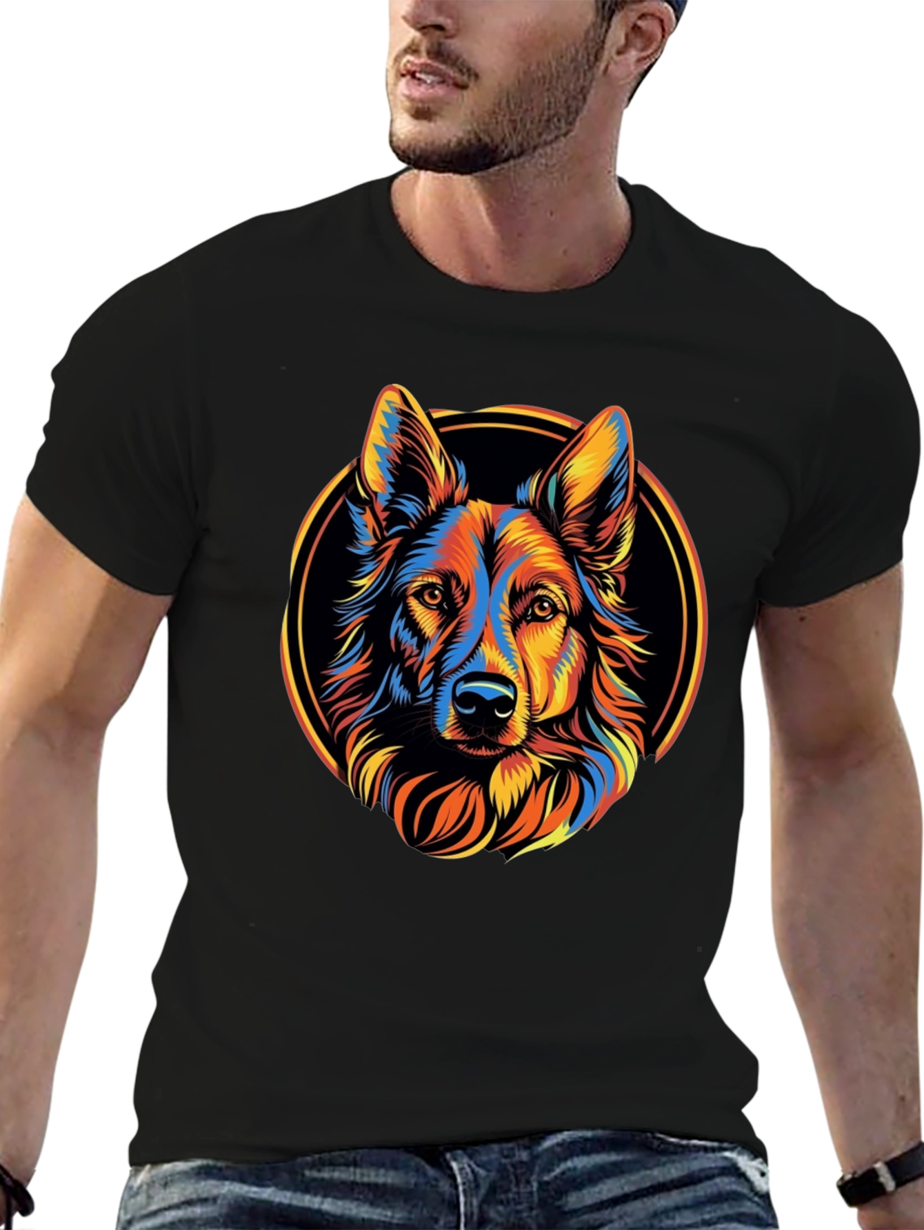 Black Dog Graphic Tee - Colorful Canine Design view 6