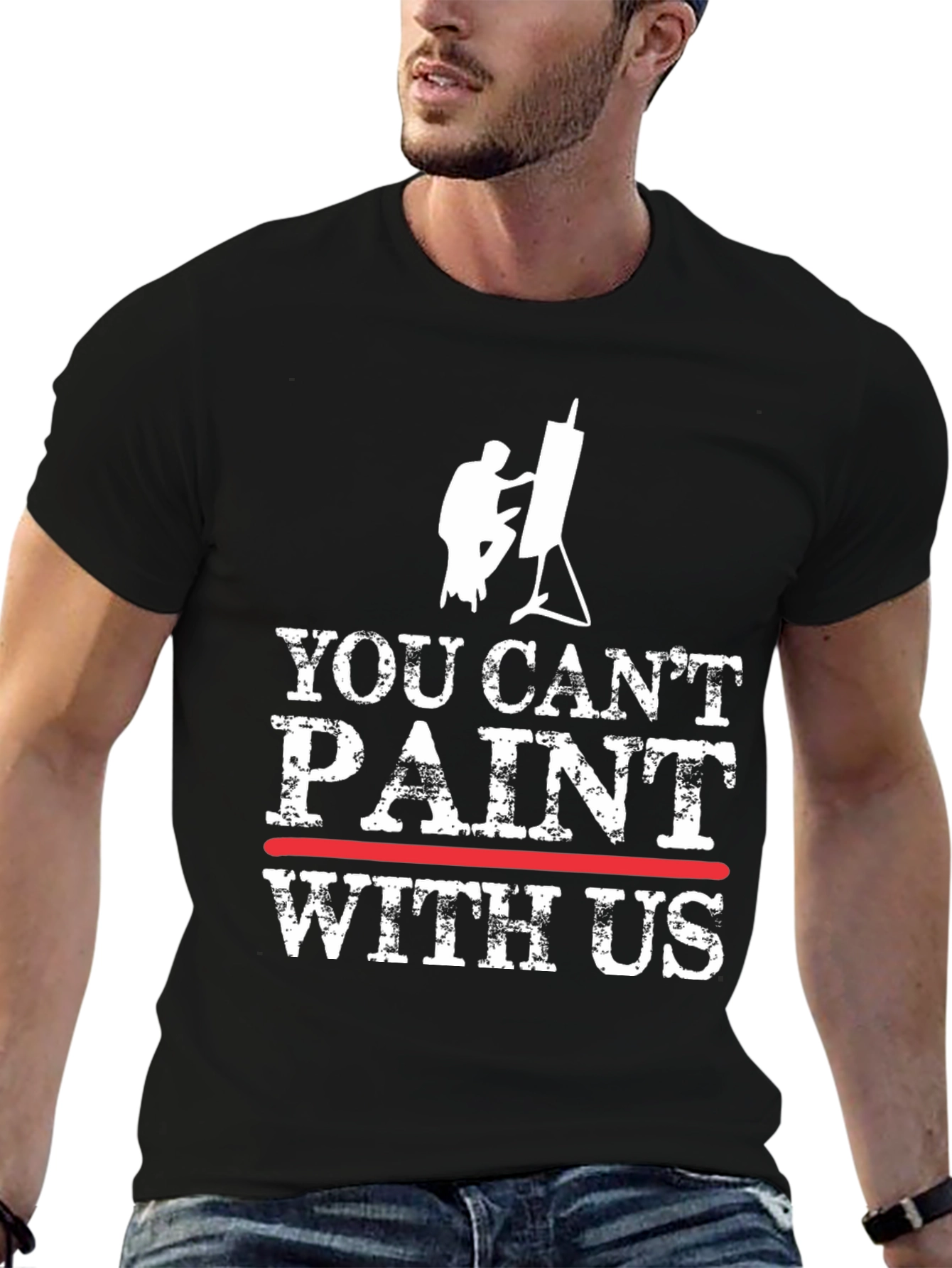 Black Funny Painter T-Shirt: You Can't Paint With Us view 6