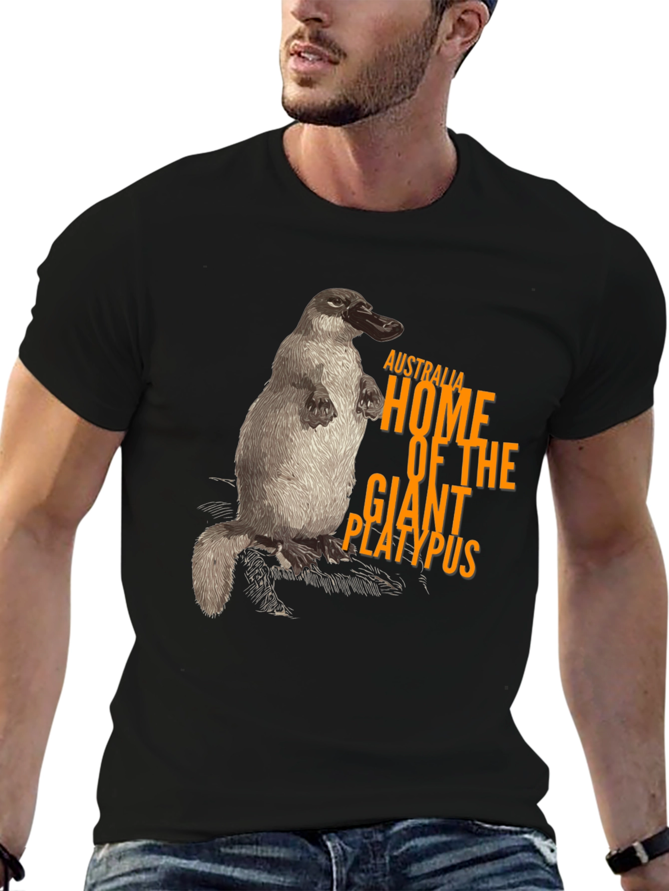 Black Australia Giant Platypus Graphic Tee - Black view 6