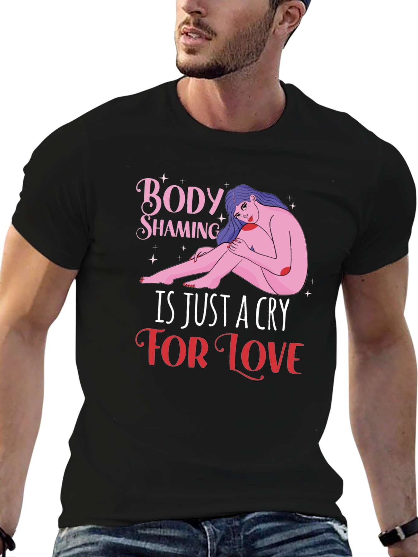 Black Body Shaming Awareness Graphic T-Shirt view 6