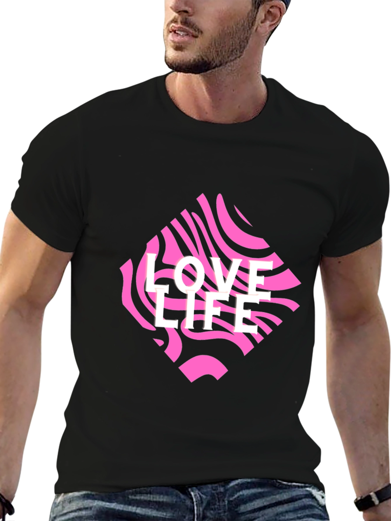 Black Love Life Graphic Tee - Black Crew Neck view 6