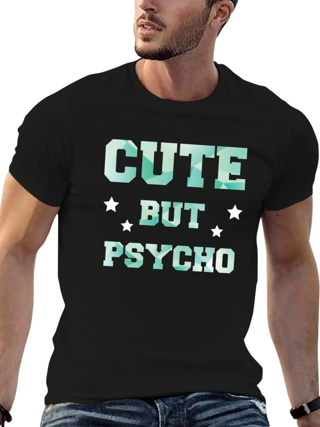 Black Cute But Psycho T-Shirt - Funny Graphic Tee view 6