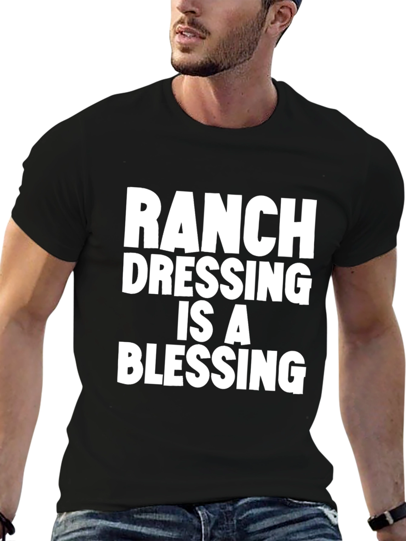 Black Ranch Dressing Is A Blessing T-Shirt - Black view 6