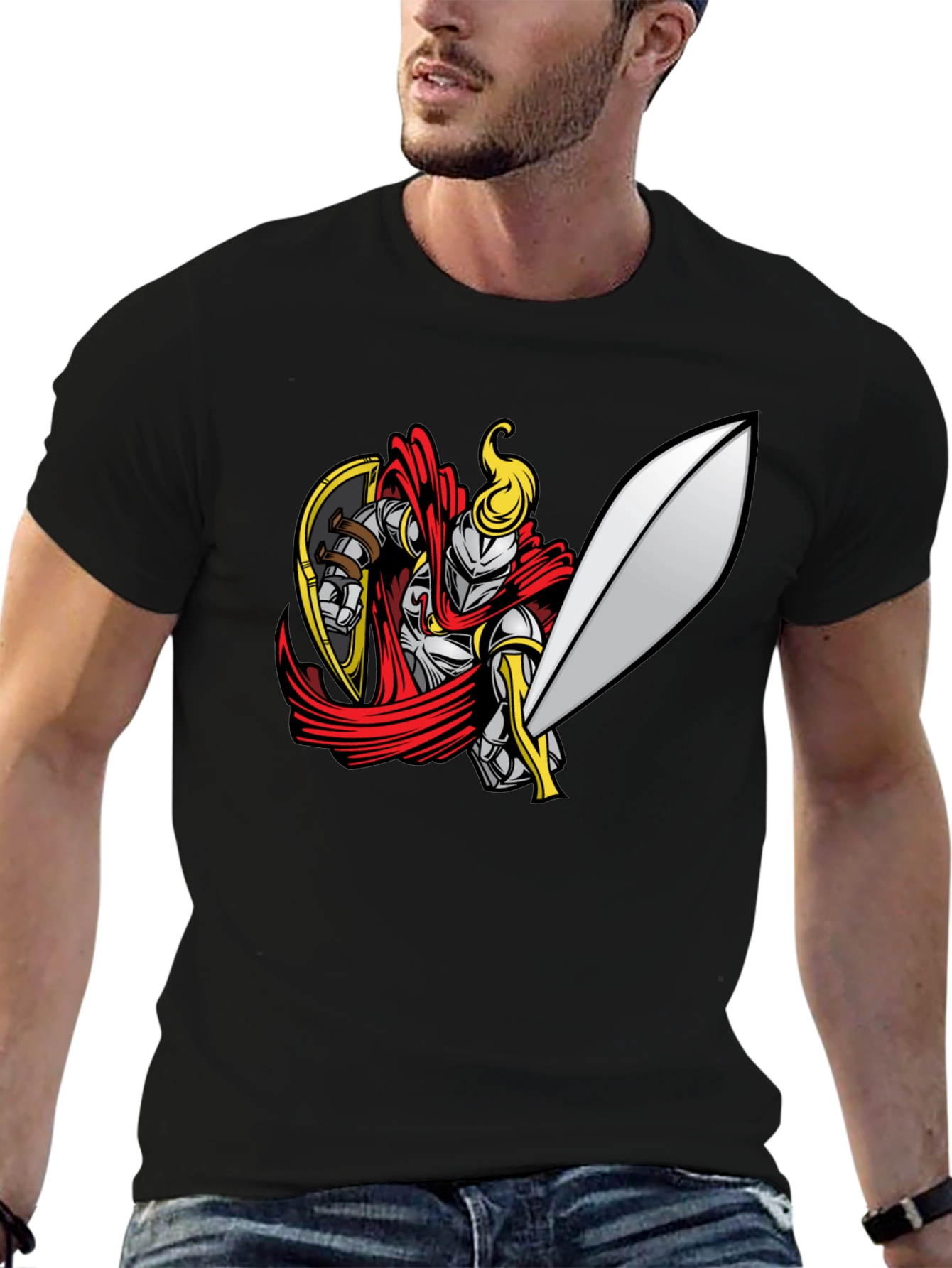 Black Knight Graphic Tee - Black Cotton T-Shirt view 6