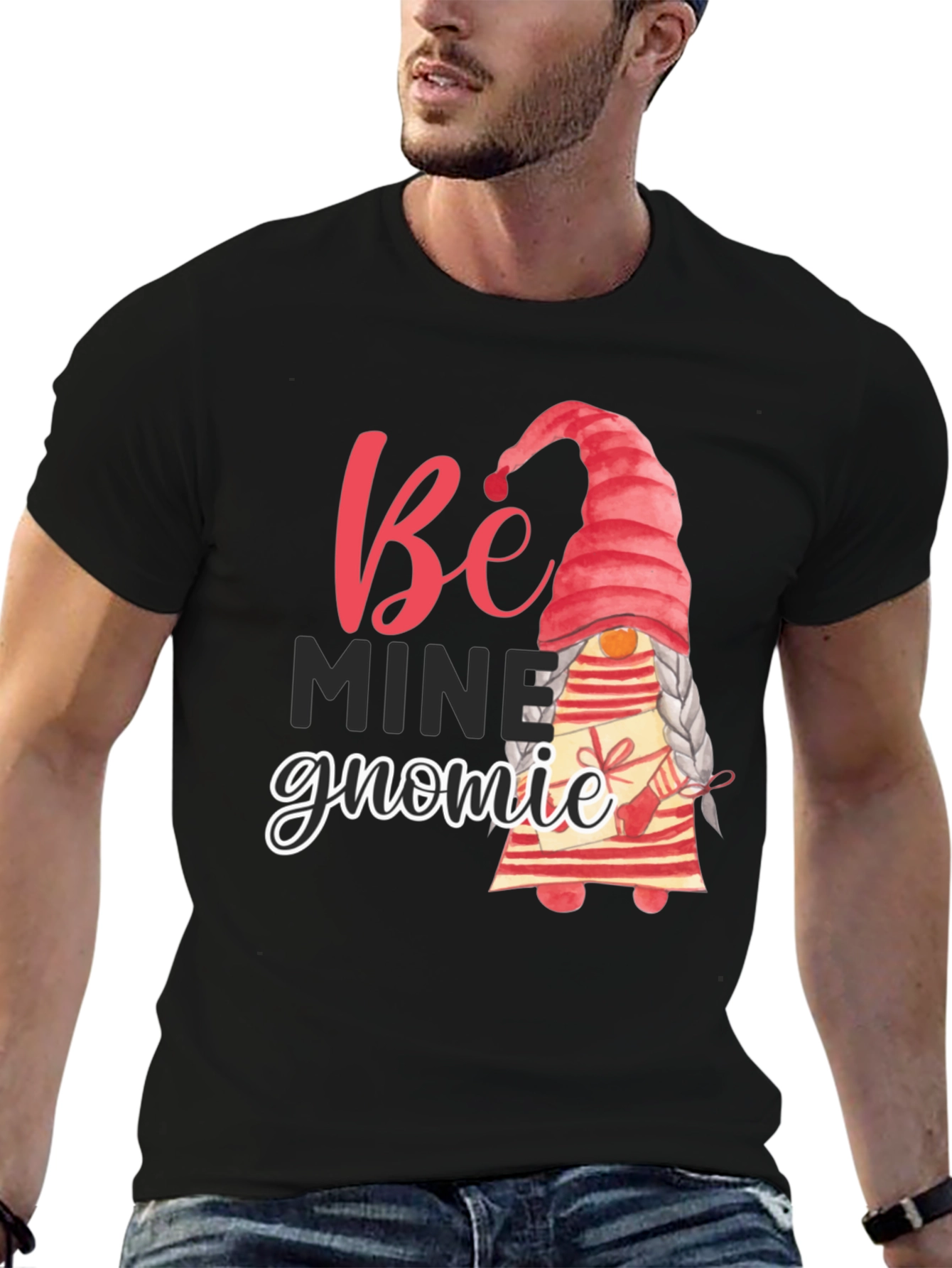 Black Be Mine Gnomie Valentine's Day T-Shirt view 6