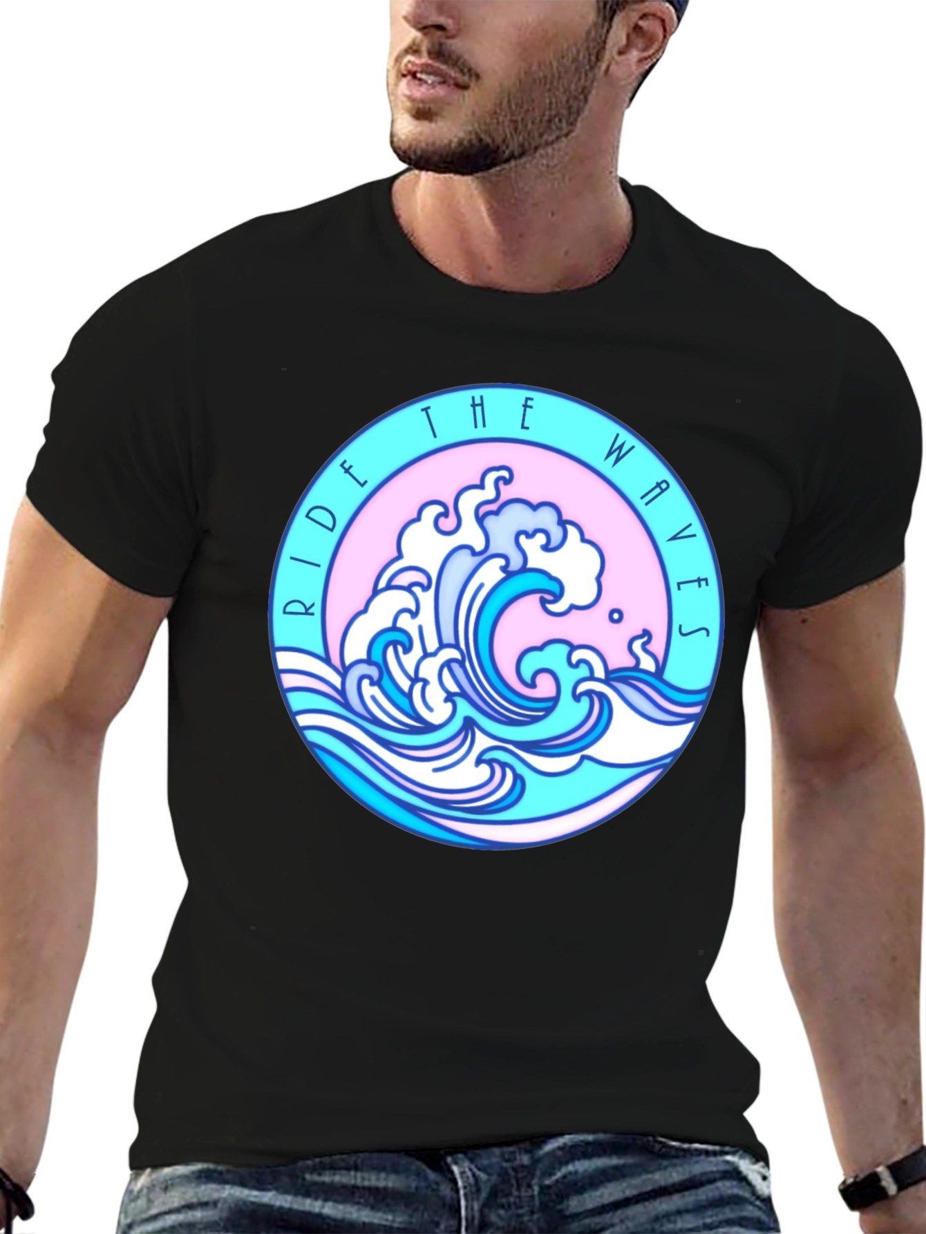 Black Ride The Waves Black Graphic Tee view 6