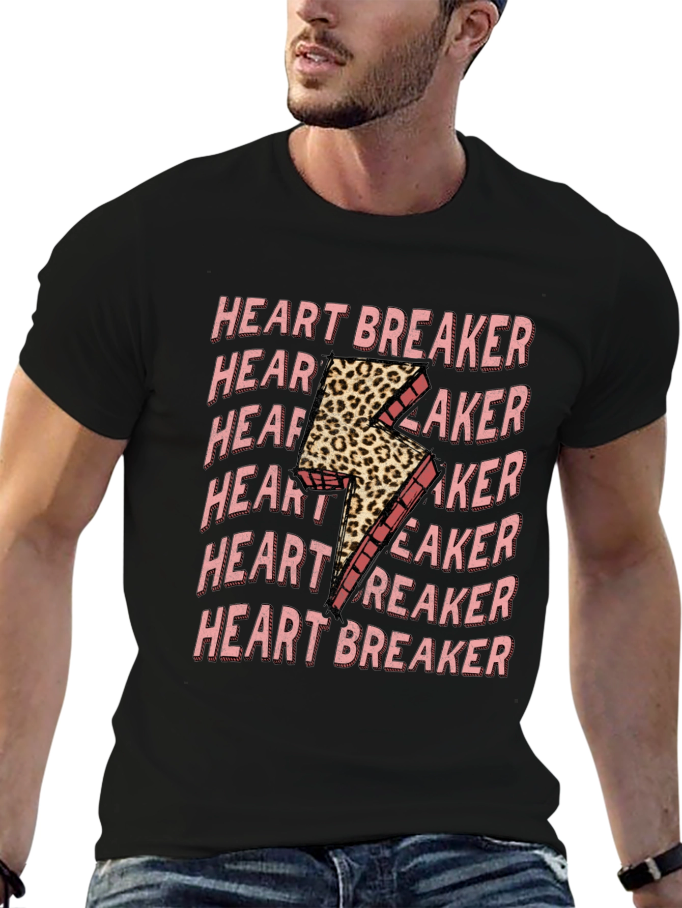 Black Heartbreaker Leopard Bolt Graphic Tee view 6