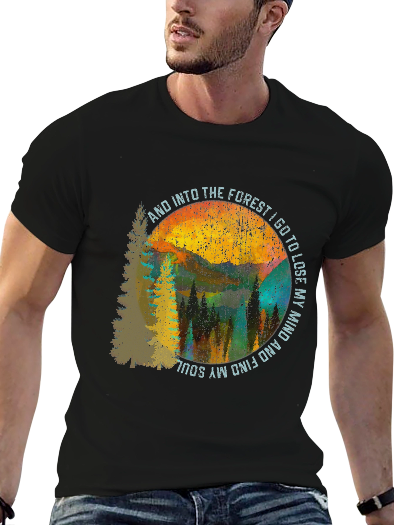 Black Into the Forest Graphic Tee - Unisex view 6