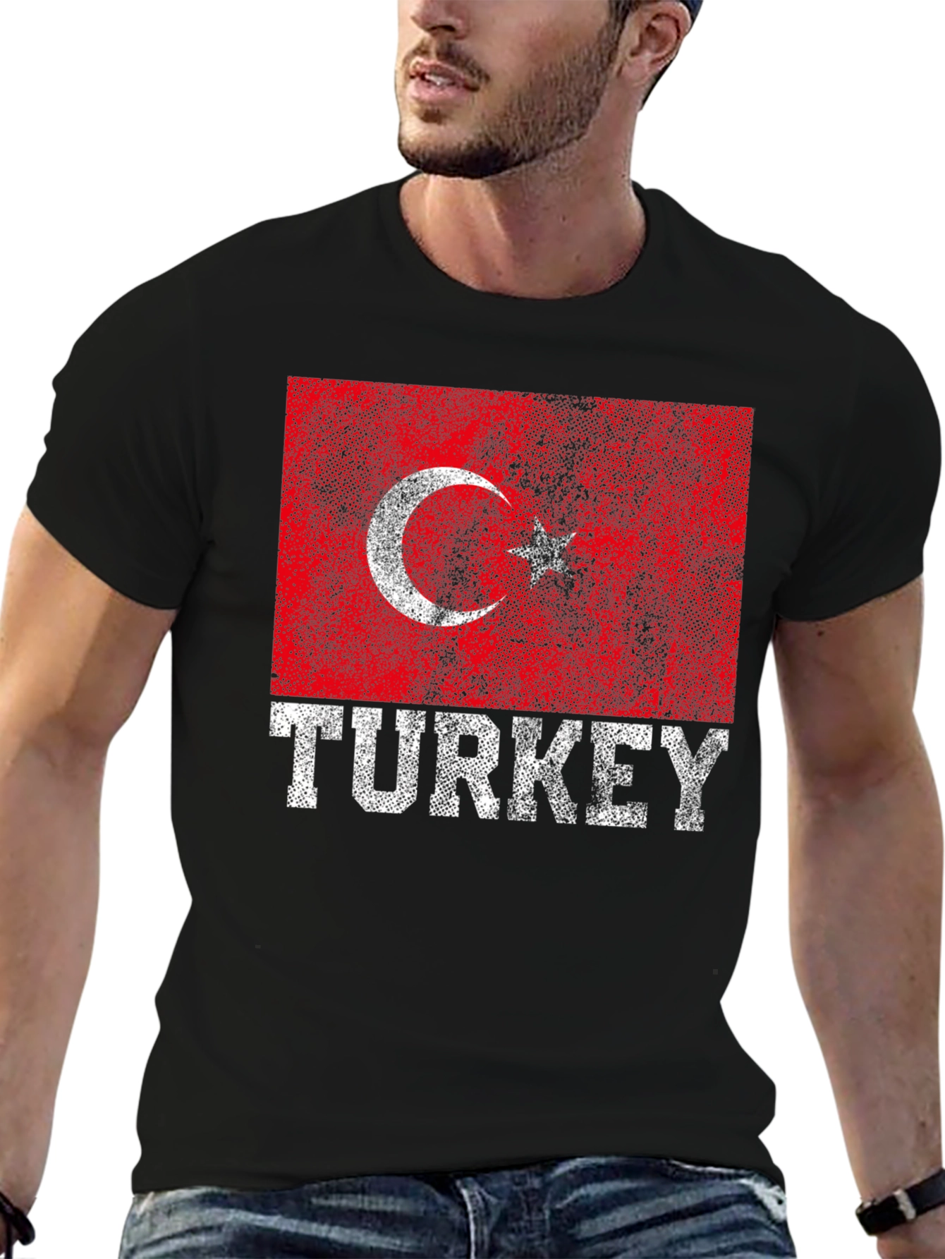 Black Turkey Flag T-Shirt - Distressed Graphic Tee view 6