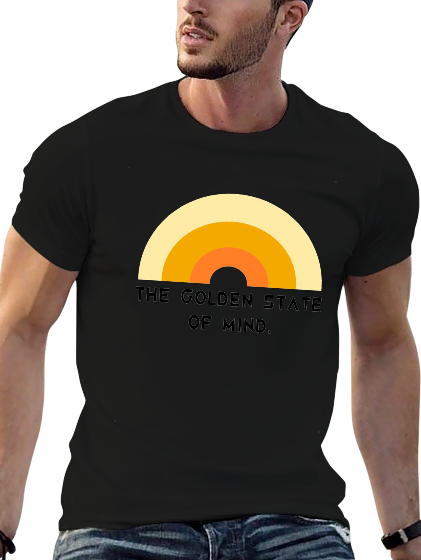 Black Golden State of Mind Retro T-Shirt view 6