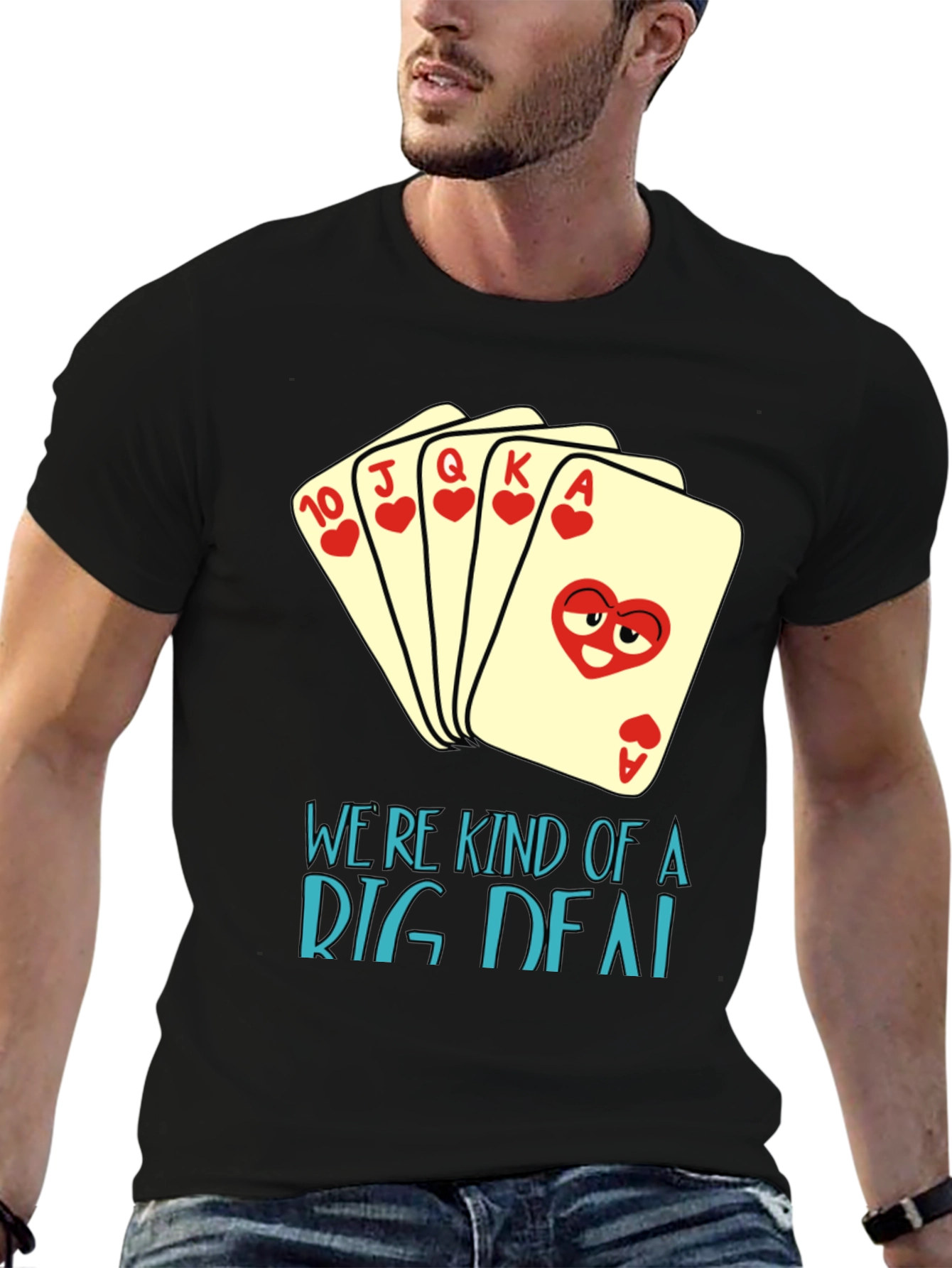 Black Funny Poker Hand T-Shirt - We're Kind of a Big Deal view 6