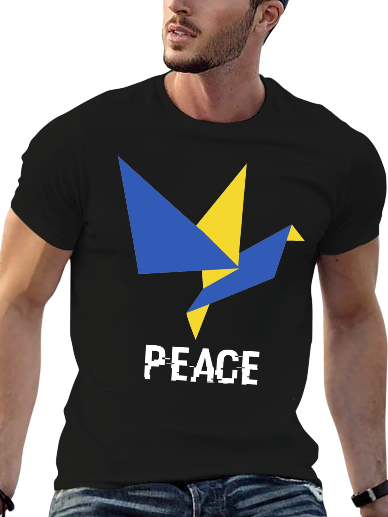 Black Peace Dove Graphic T-Shirt - Ukraine Support view 6