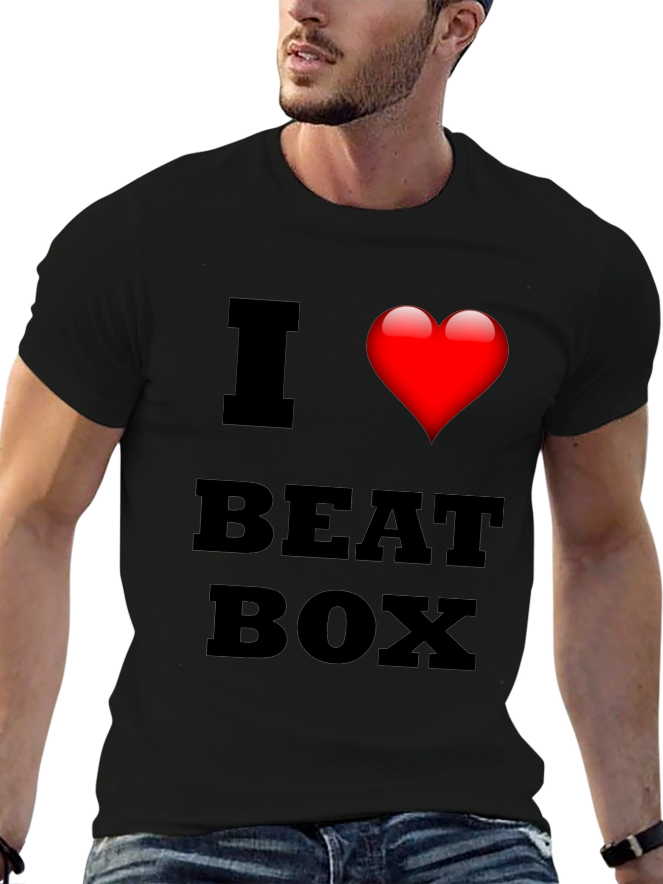 Black I Heart Beat Box Graphic Tee - Stylish Music Lover T-Shirt view 6
