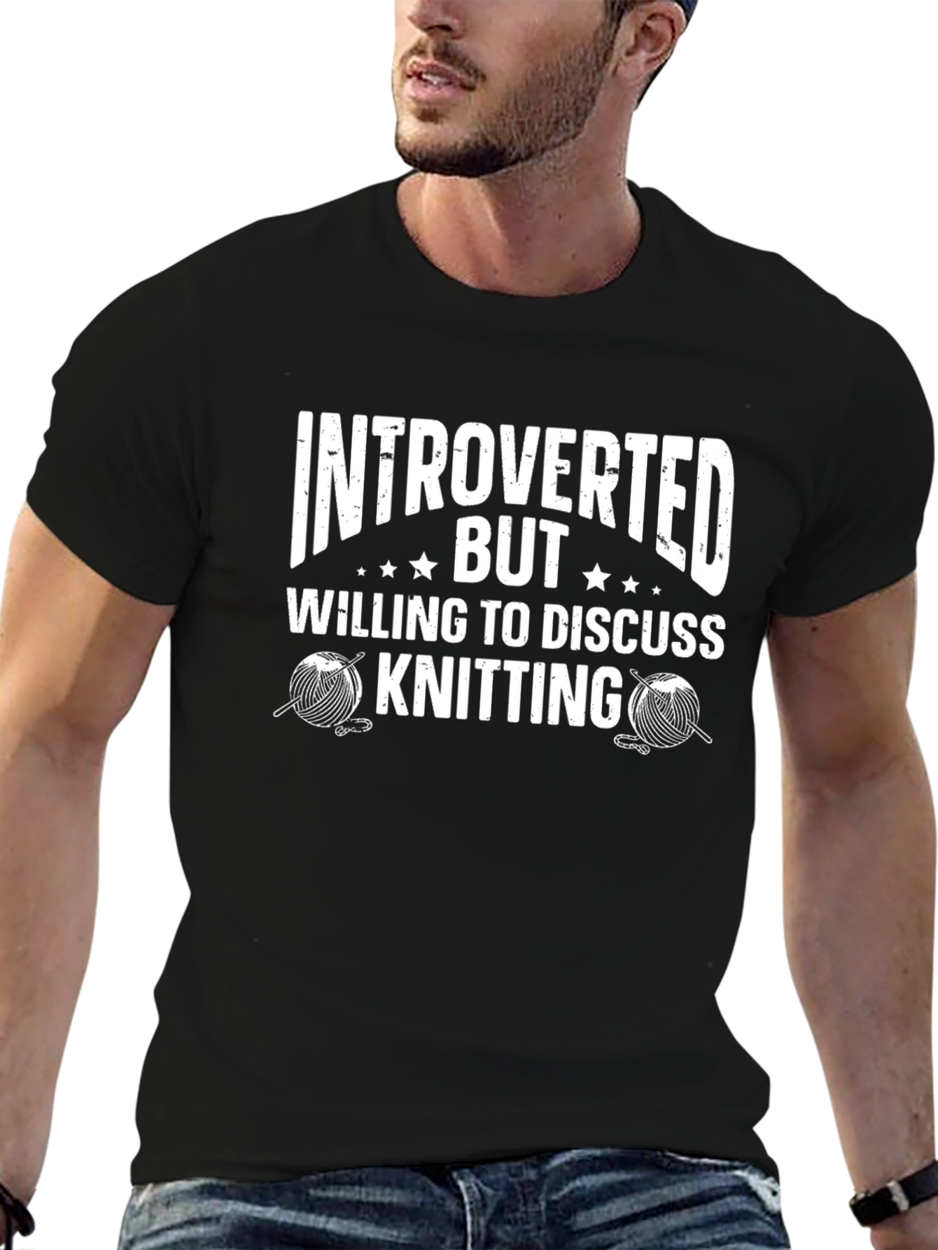 Black Introverted Knitting Enthusiast Tee - Perfect Hobby Apparel view 6
