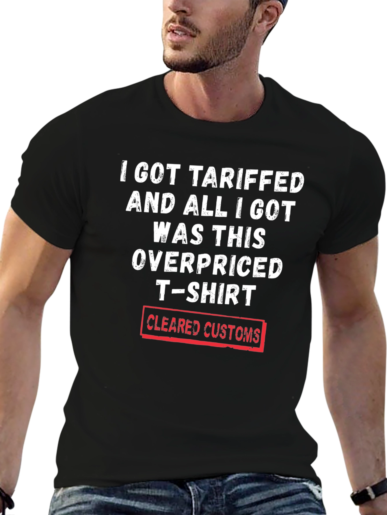 Black Tariffed Overpriced T-Shirt - Cleared Customs Novelty Tee view 6