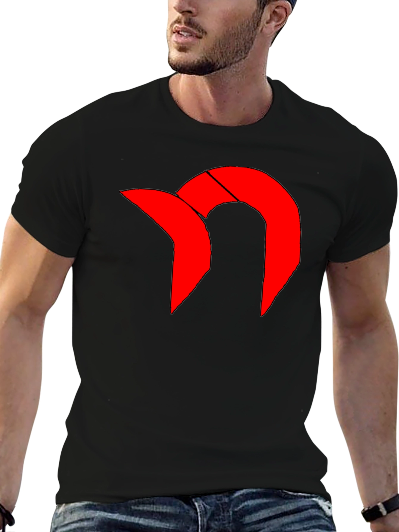 Black Bold Graphic Tee - Red Icon on Black view 6