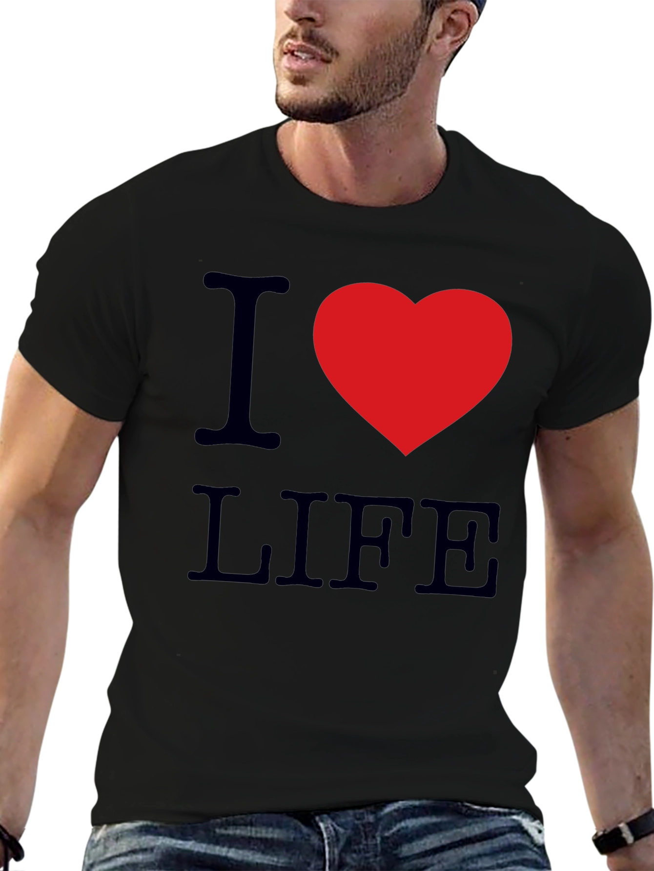 Black I Love Life Graphic Tee - Soft Cotton Comfort view 6