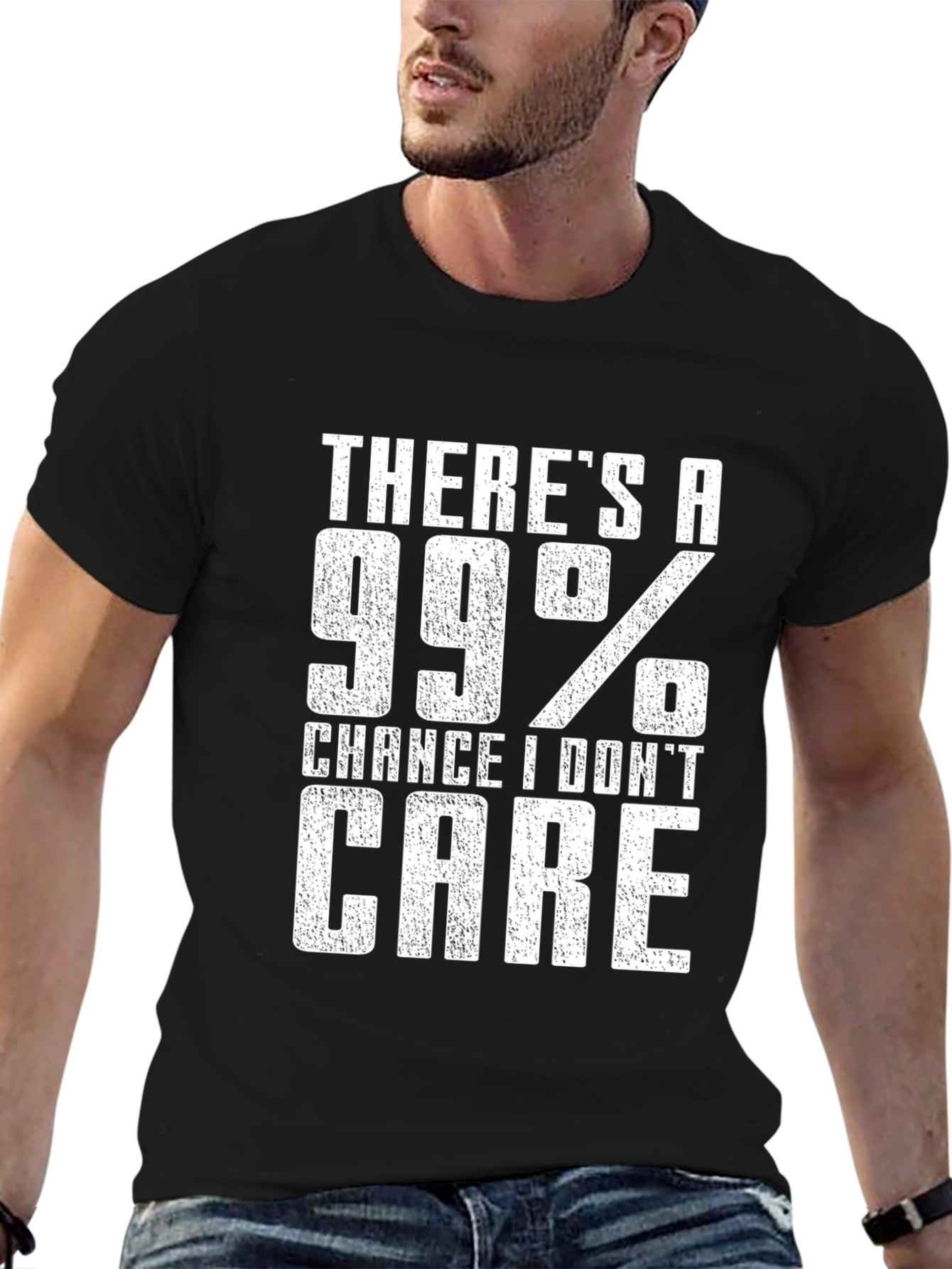 Black 99% Chance I Don't Care Graphic Tee view 6