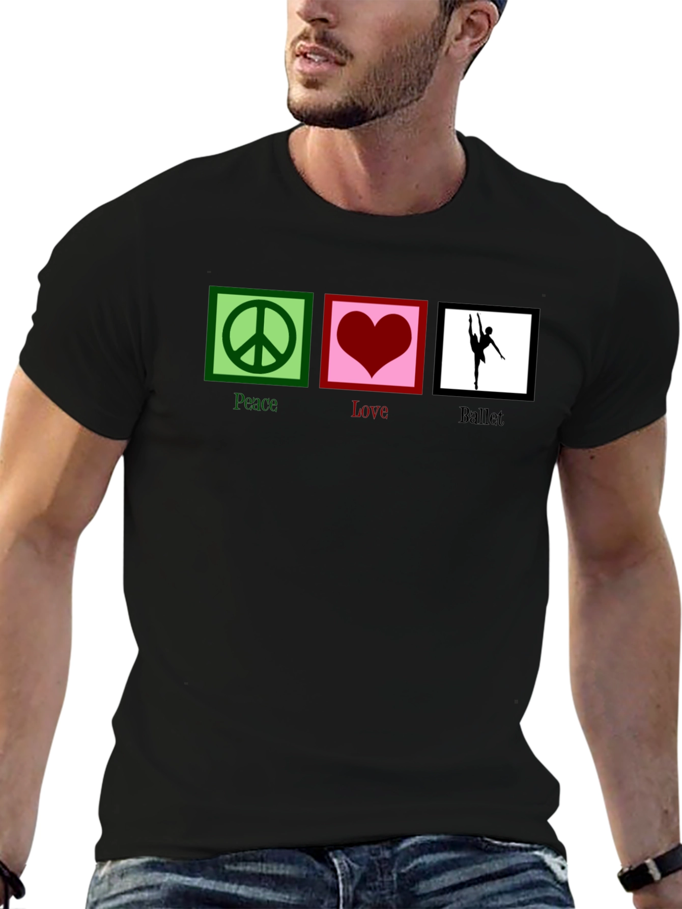 Black Peace Love Ballet Graphic T-Shirt - Black view 6