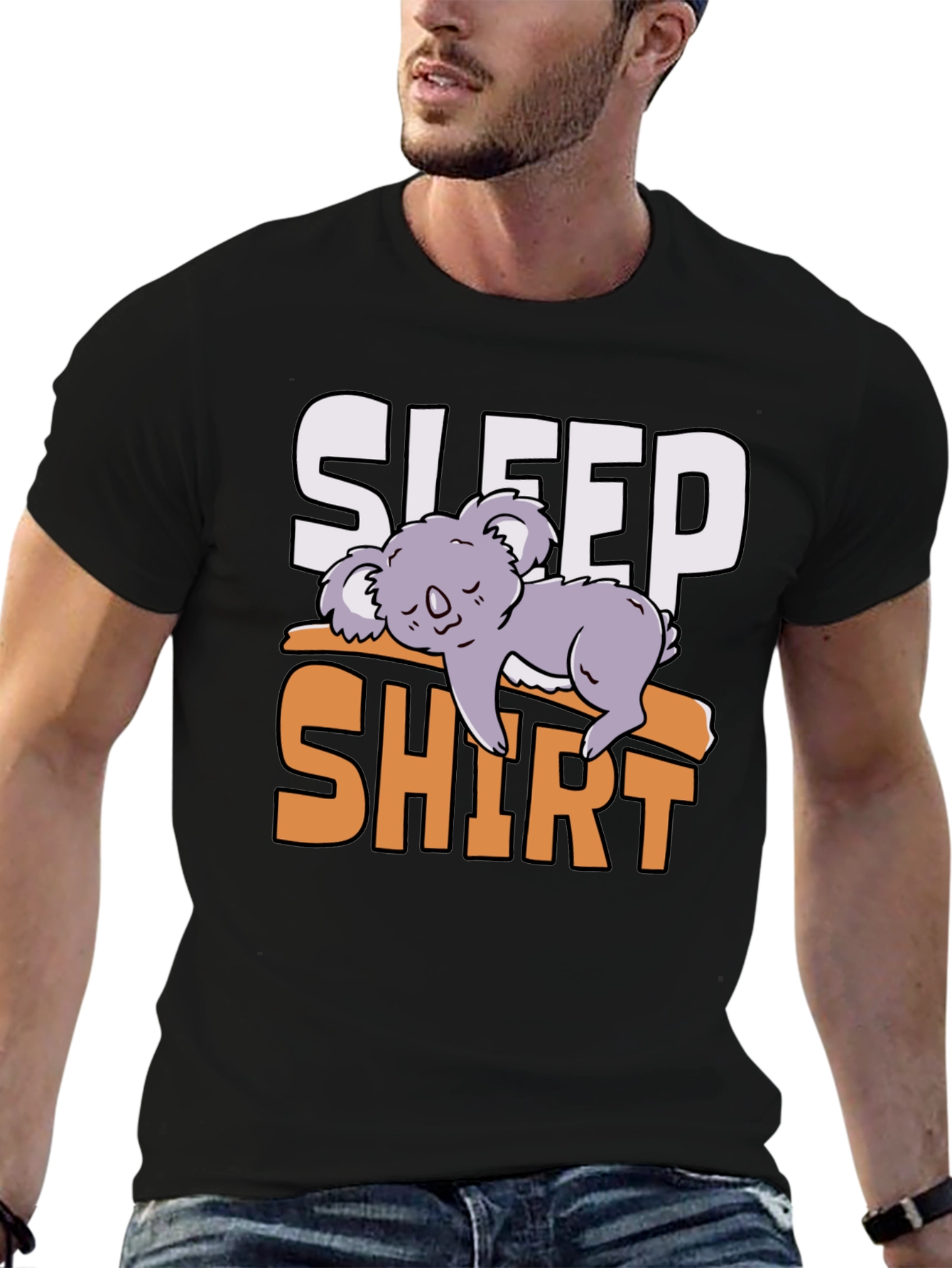 Black Sleep Shirt Koala Tee - Funny Lazy Animal T-Shirt view 6