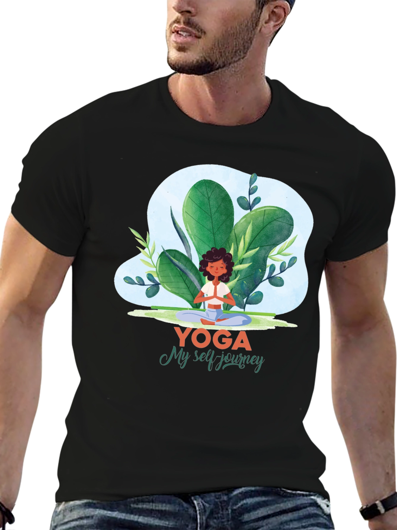 Black Yoga Journey Graphic Tee - Meditate in Style! view 6