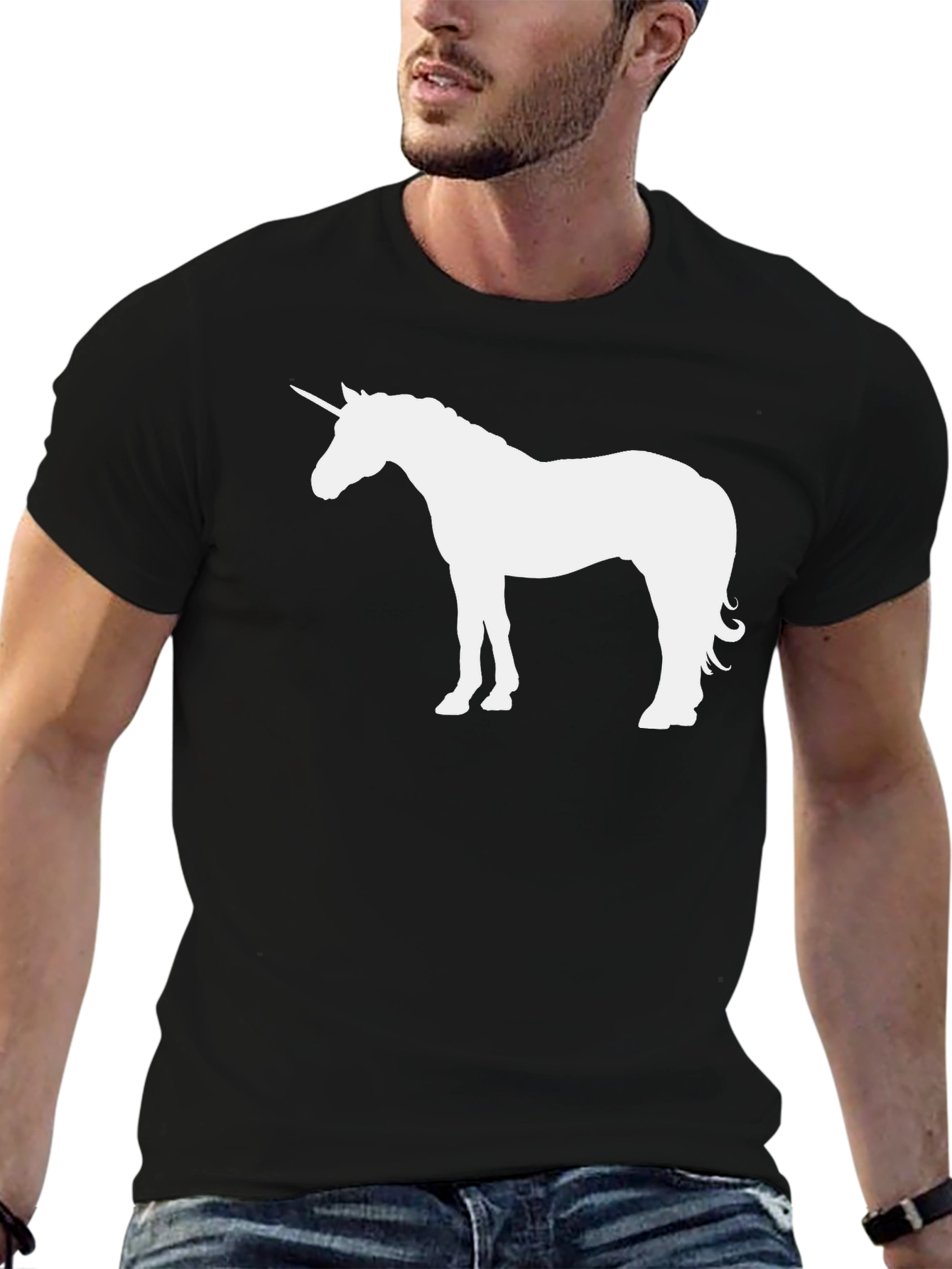 Unicorn Graphic Tee - Black Cotton Casual T-Shirt - 6