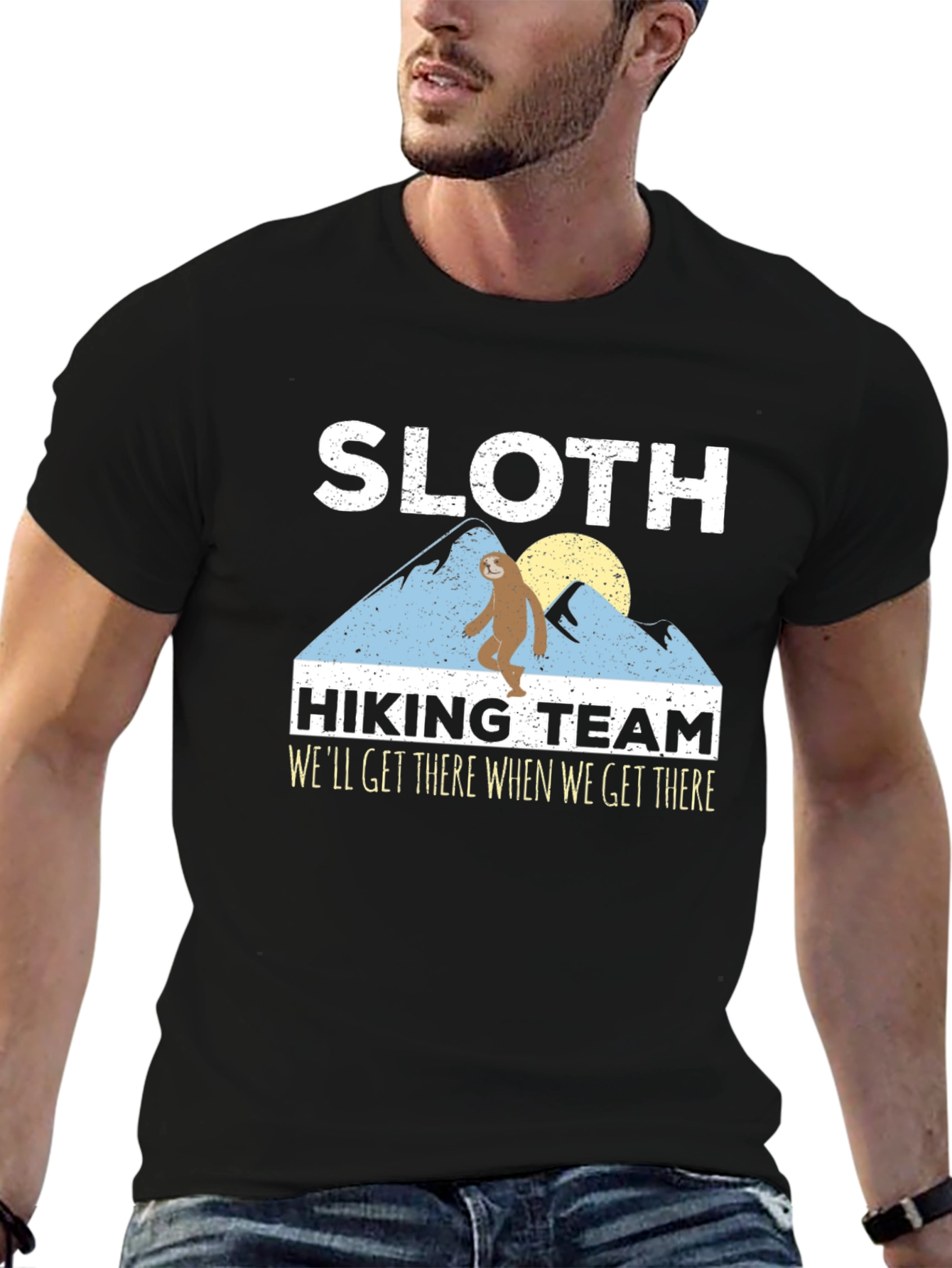 Black Sloth Hiking Team T-Shirt - Funny Graphic Tee view 6