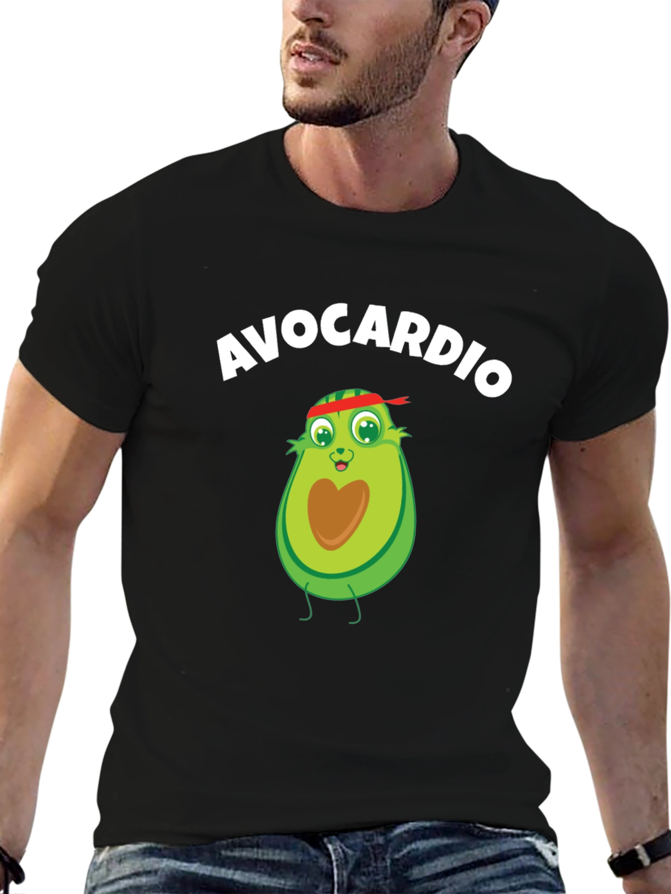 Black Avocardio Workout T-Shirt - Funny Avocado Gym Tee view 6