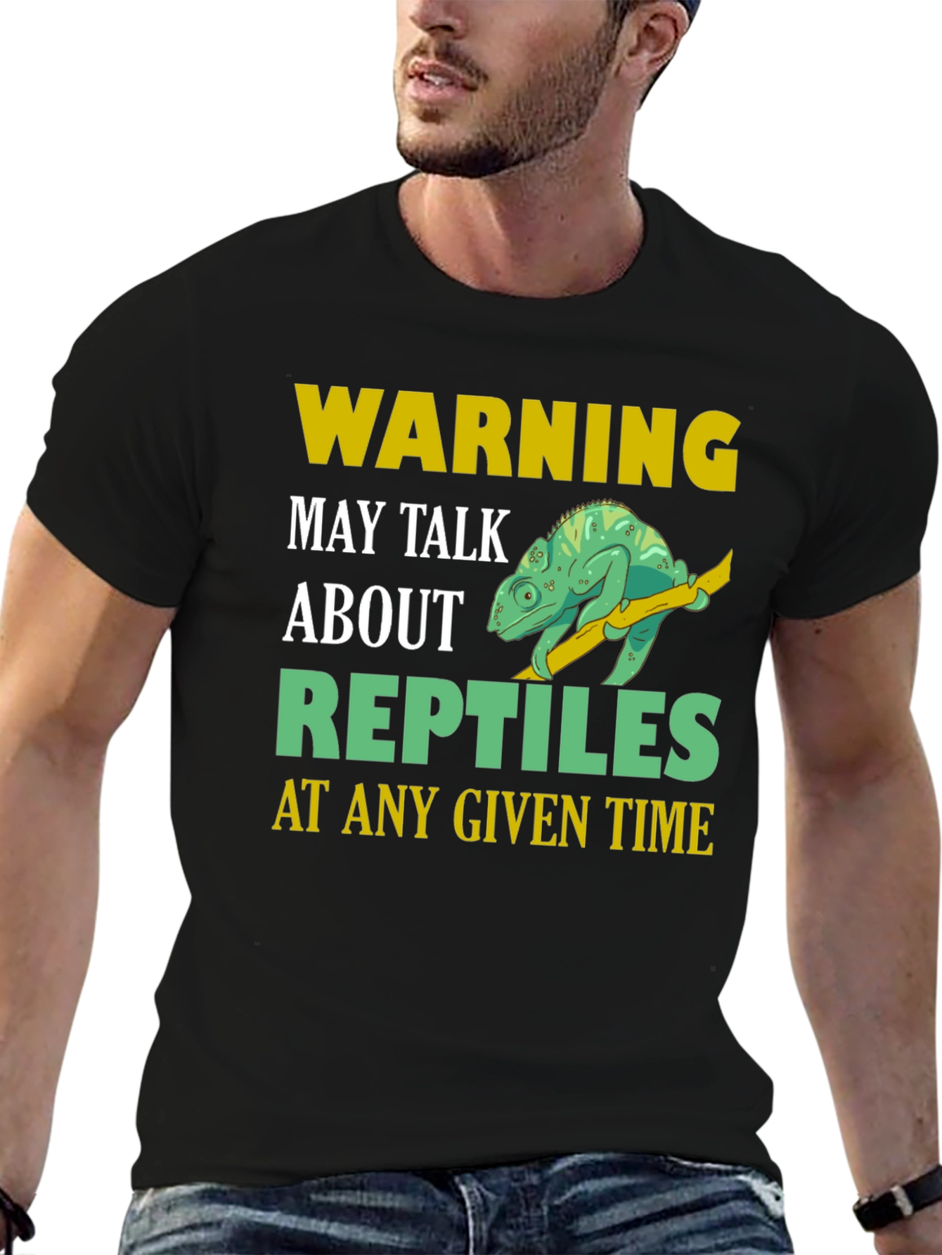 Black Warning May Talk About Reptiles T-Shirt view 6