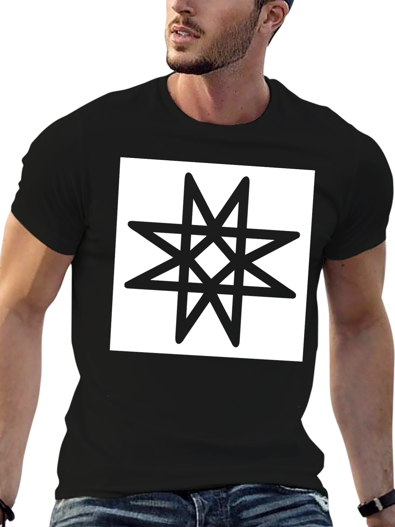 Black Black T-Shirt with Star of Lada Graphic Tee view 6
