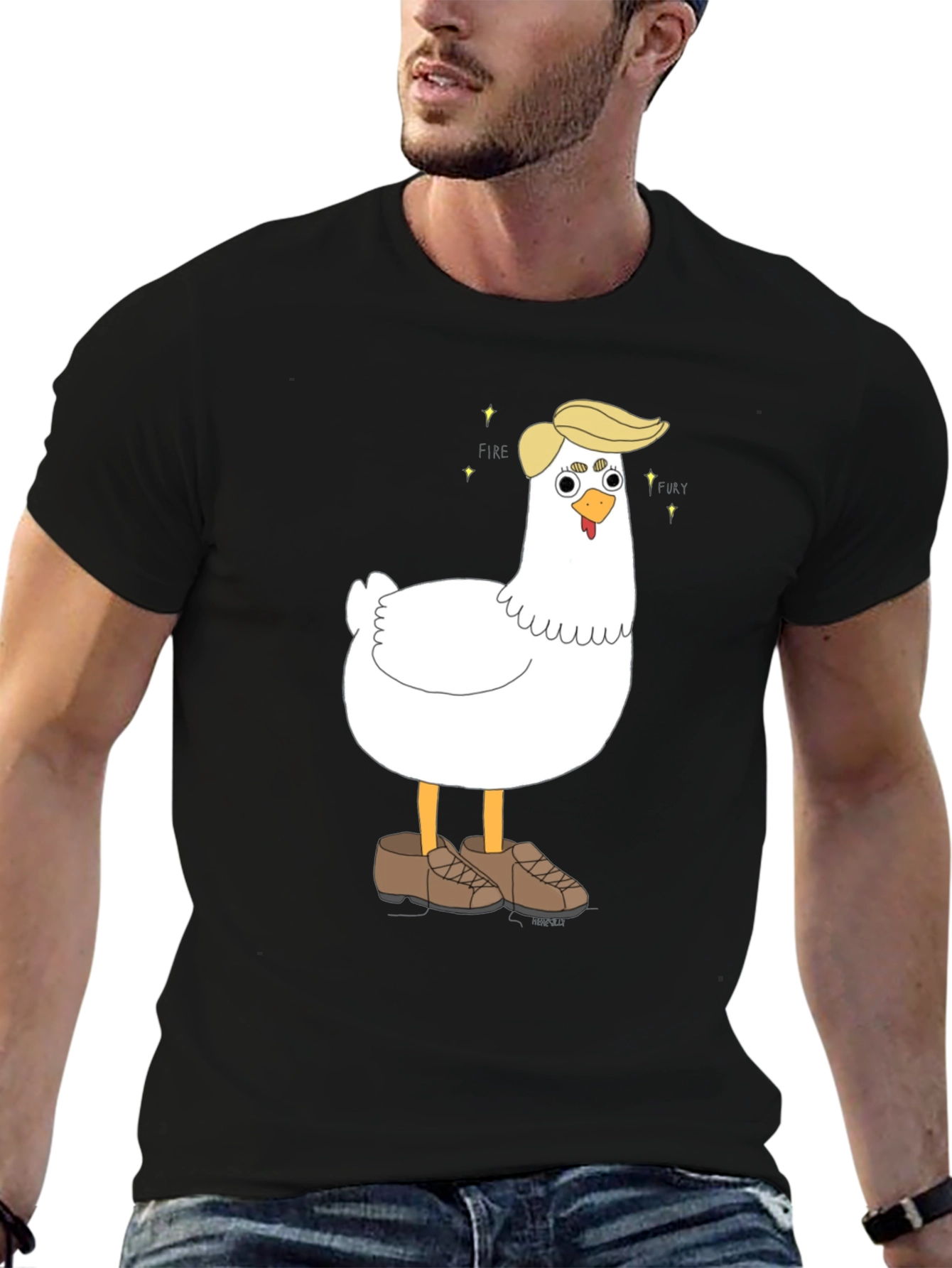 Black Fire & Fury Chicken T-Shirt view 6