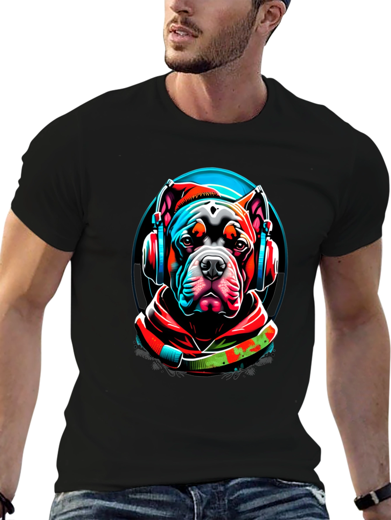 Black Dog DJ Graphic T-Shirt - Cool Canine Style view 6