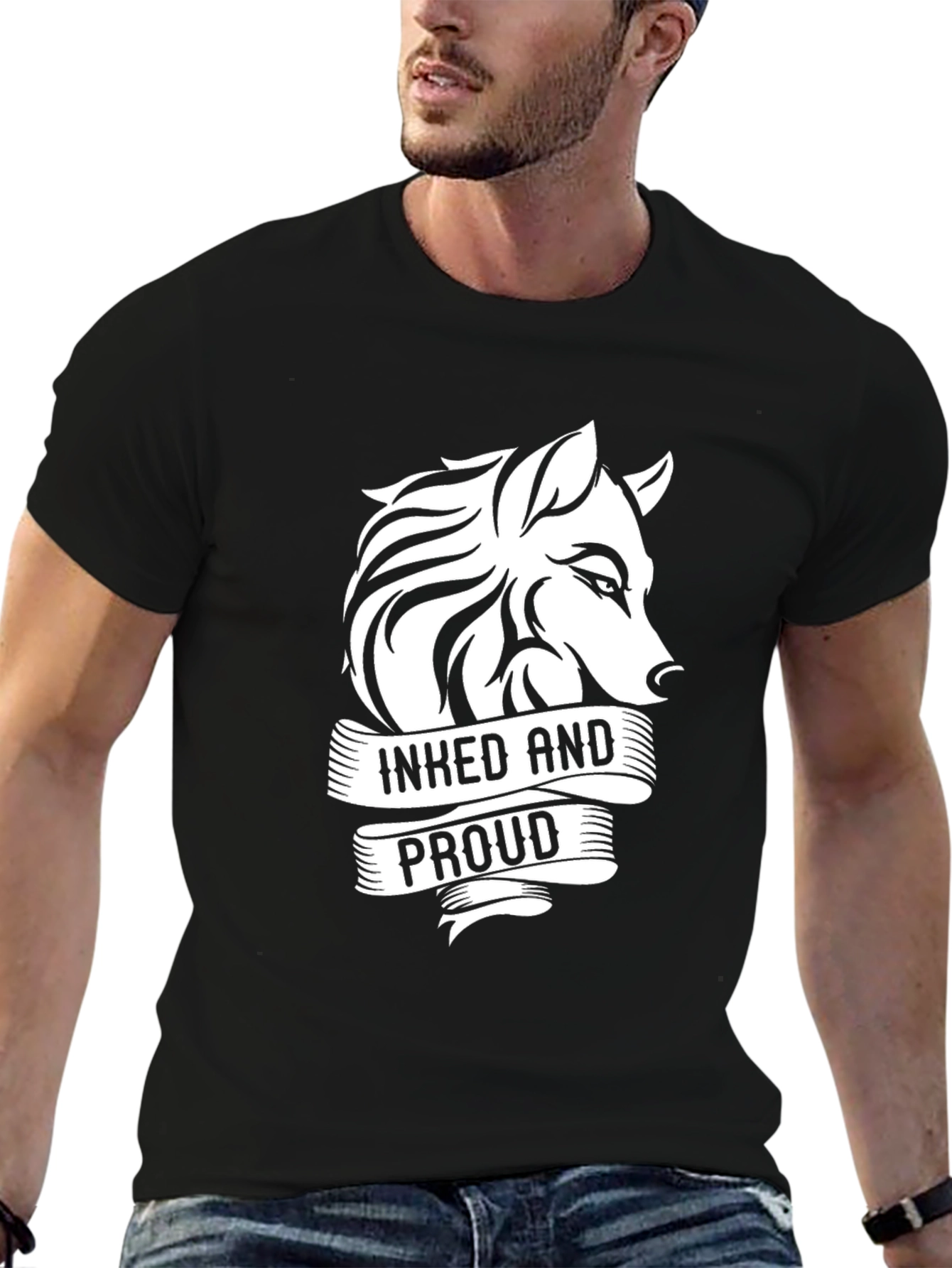 Black Inked and Proud Wolf Graphic Tee view 6