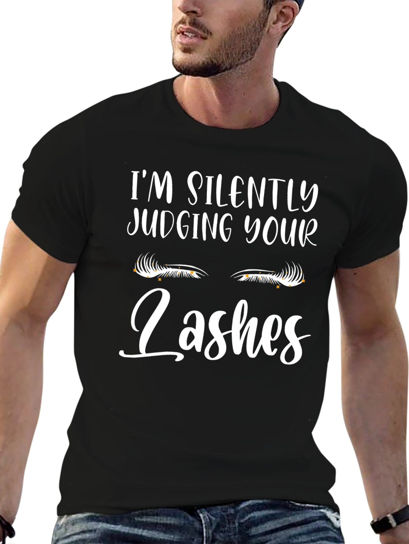 Black I'm Silently Judging Your Lashes Graphic Tee view 6