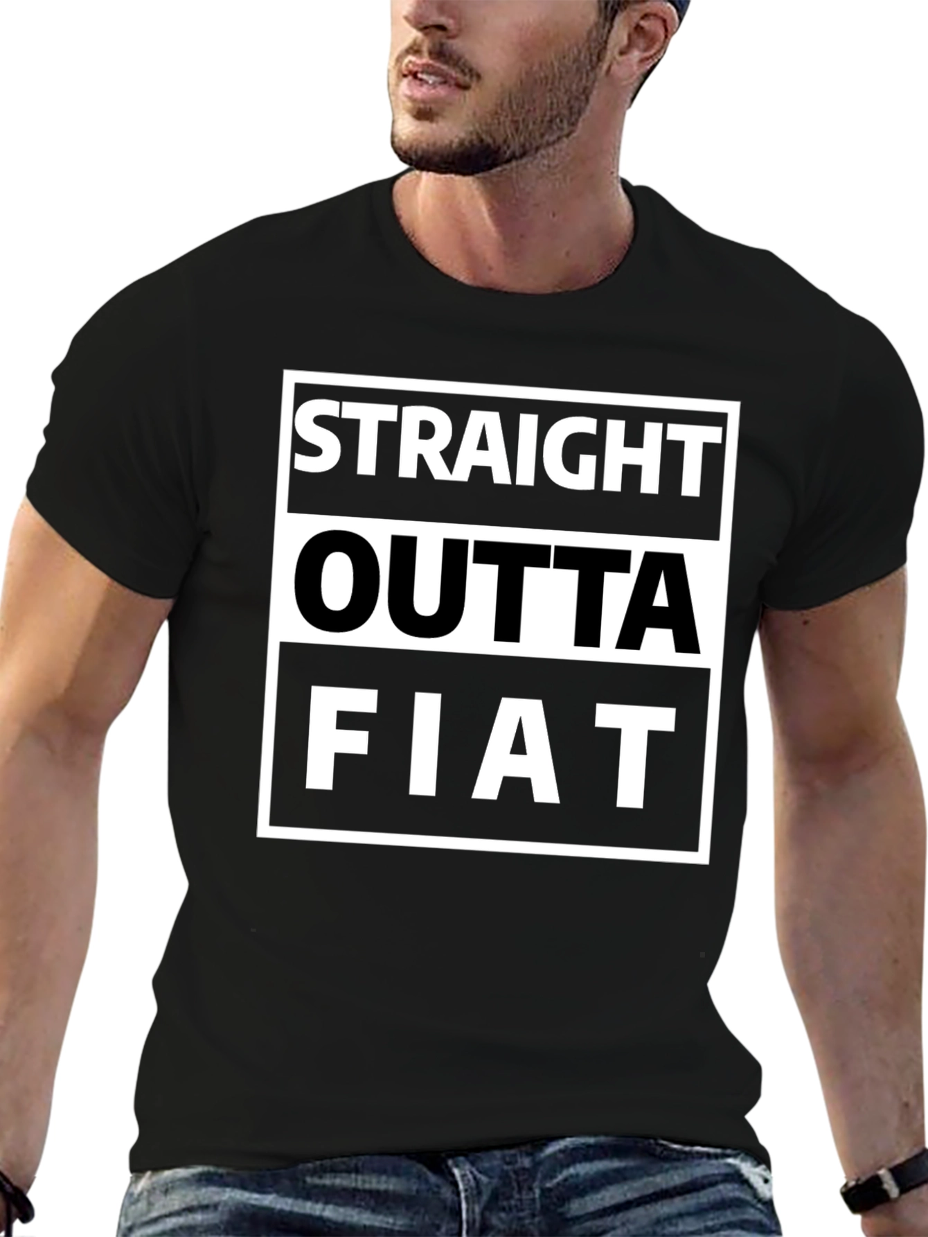 Black Straight Outta Fiat Funny Graphic Tee view 6